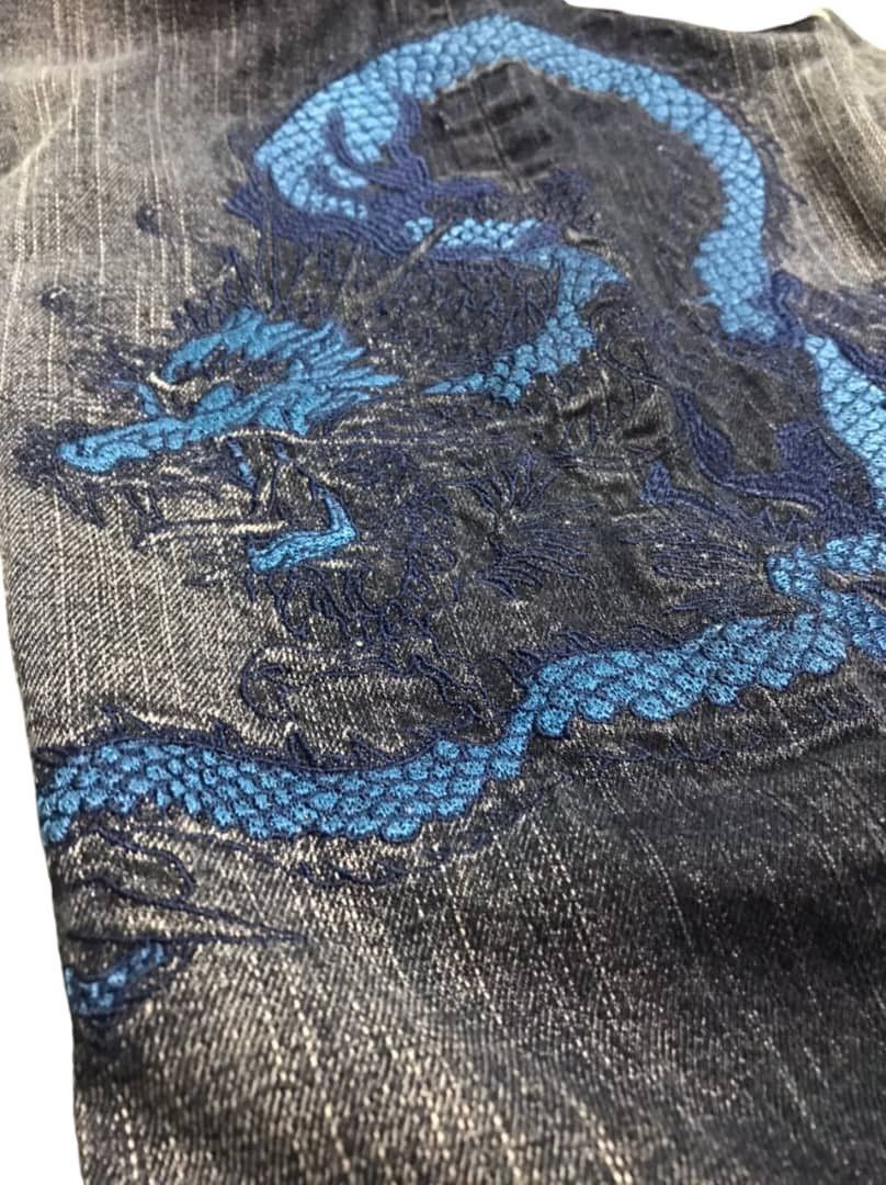 Vintage BINDING OFFER🔥🔥Blue Dragon Embroidered Denim Jeans Size US 36 / EU 52 - 8 Thumbnail