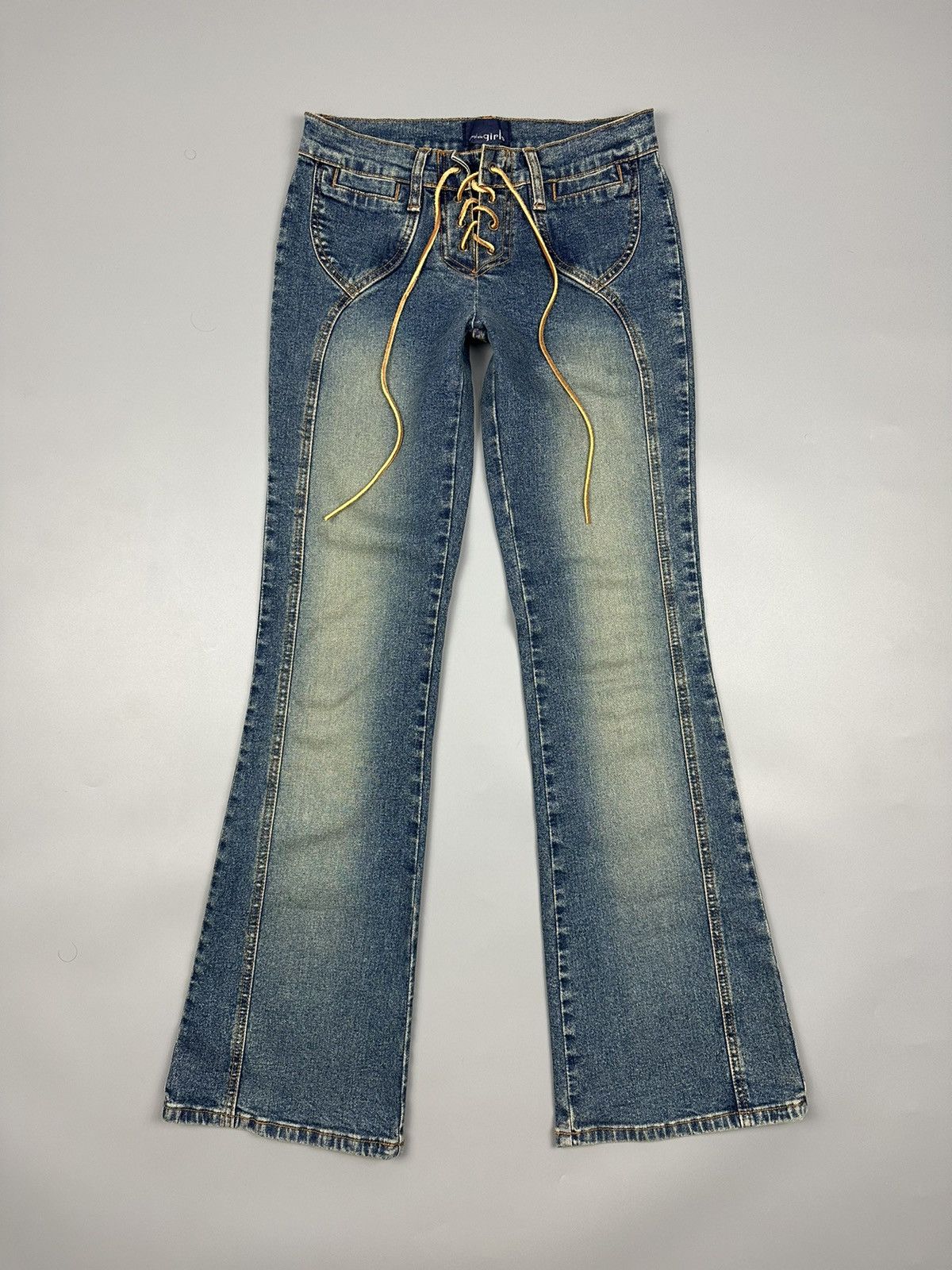 If Six Was Nine × Le Grande Bleu (L.G.B.) 🔥Flared🔥Vintage Complete Girl Low Rise Flared Jeans Size 27" / US 4 / IT 40 - 1 Thumbnail