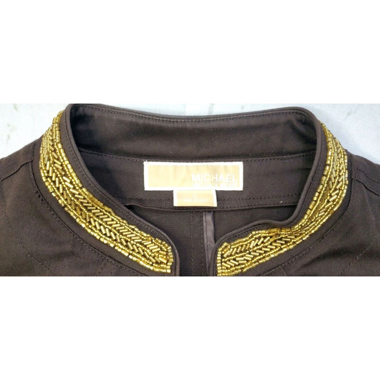 Michael Kors Michael Kors Brown Gold Button Field Jacket Blazer Women 12 Size Regular Cotton Blend Size XL / US 12-14 / IT 48-50 - 3 Thumbnail