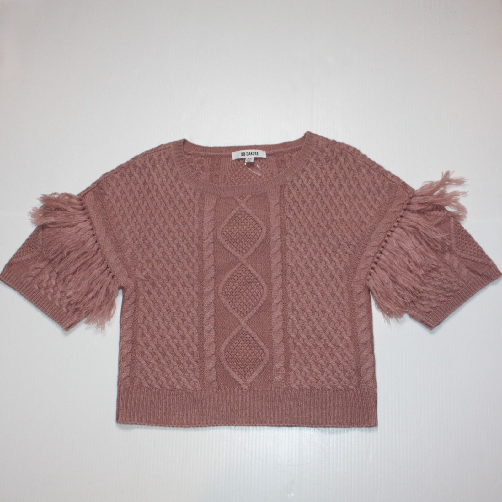 BB Dakota by Steve Madden Fringe Out Short Sleeve Sweater in Rose NWOT Size XS / US 0-2 / IT 36-38 - 3 Thumbnail