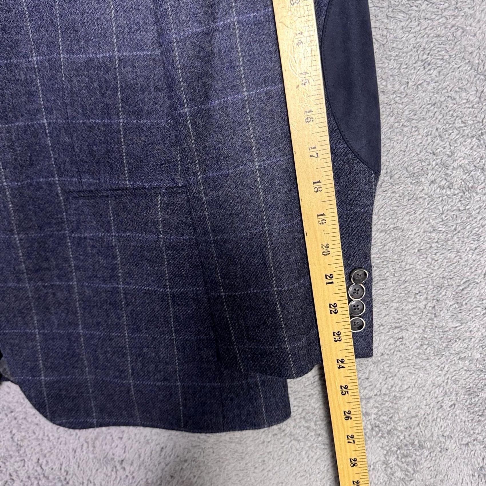 Tallia Tallia Sport Coat Mens 40R Windowpane 100% Wool Suit Jacket Blazer Elbow Patches Size 40R - 7 Thumbnail