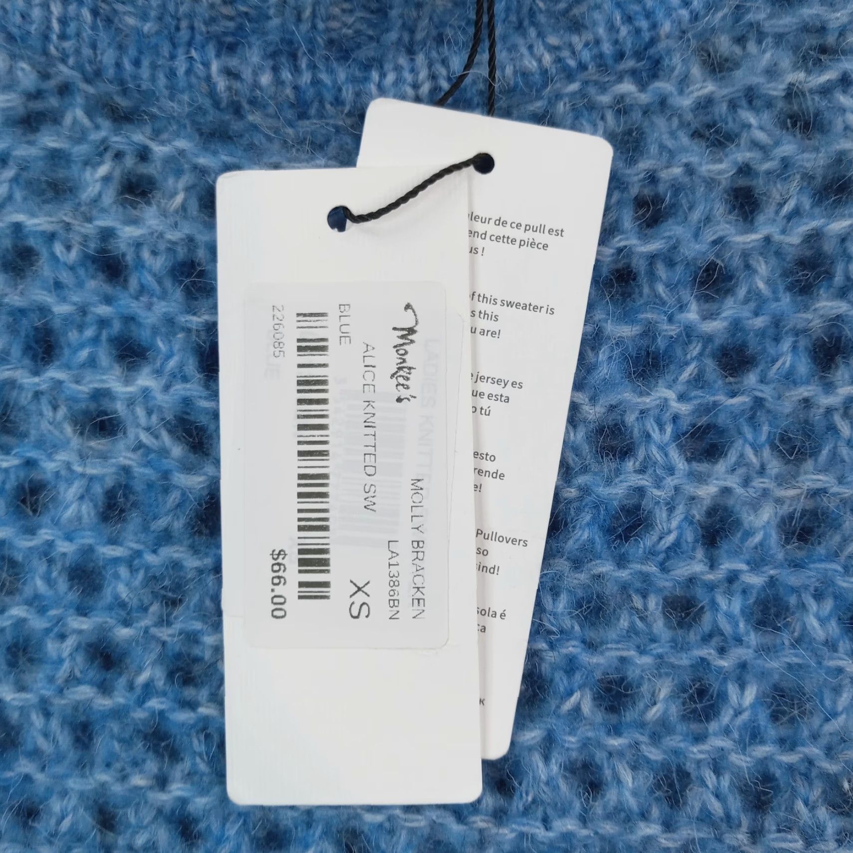 Vintage Molly Bracken Blue Ruffle Sweater Womens XS Long Sleeve Mock Neck Open Knit Acrylic Size XS / US 0-2 / IT 36-38 - 6 Thumbnail
