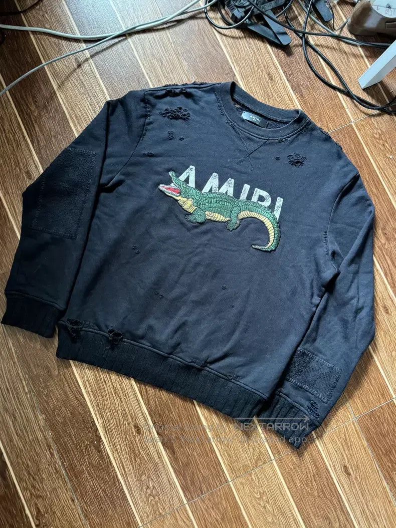 Amiri Amiri Crocodile patch destroyed hoodie Size US S / EU 44-46 / 1 - 1 Thumbnail