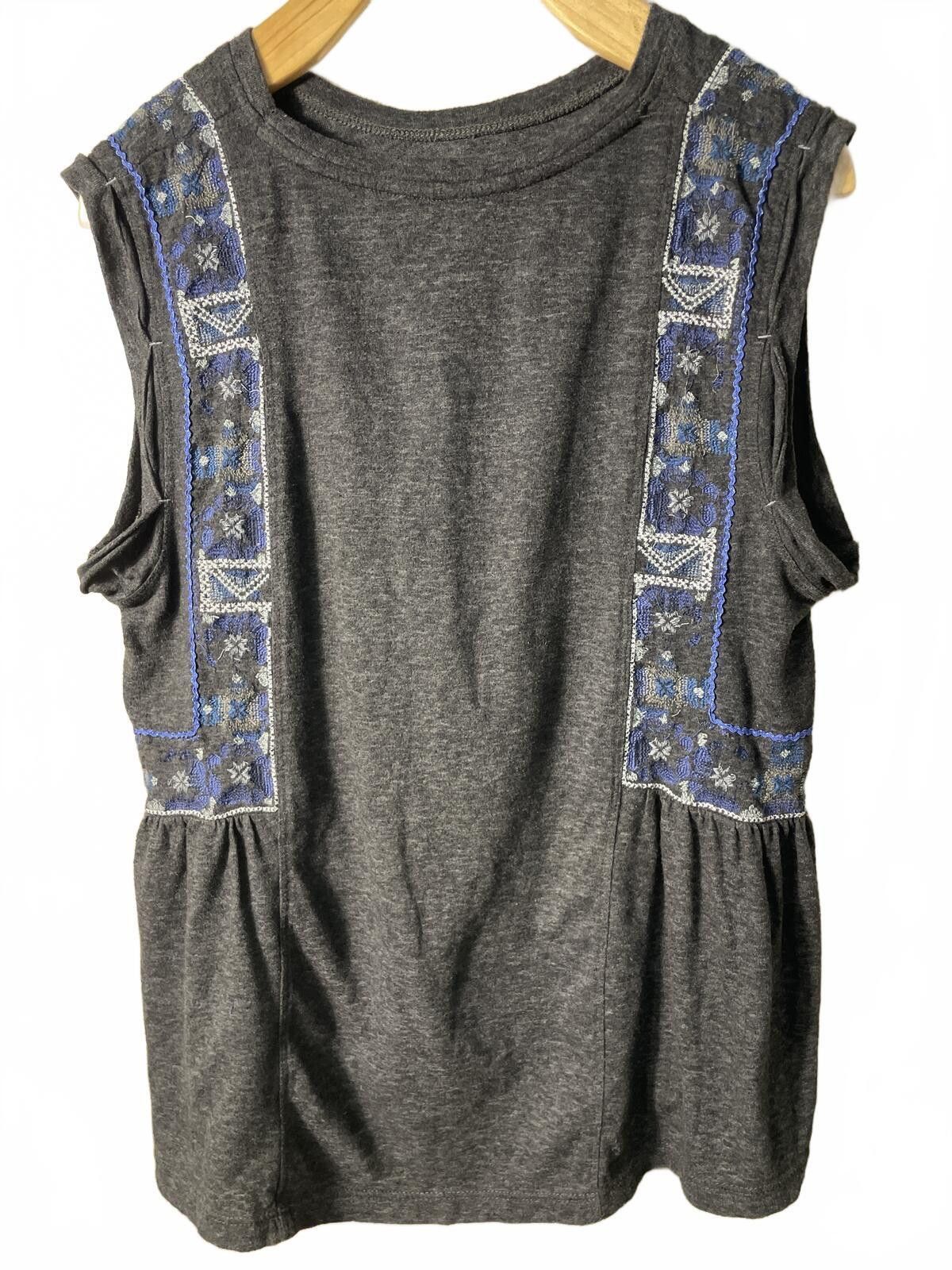 Free People Free People Sleeveless Top Women's Large Blue Embroidered Size L / US 10 / IT 46 - 3 Thumbnail