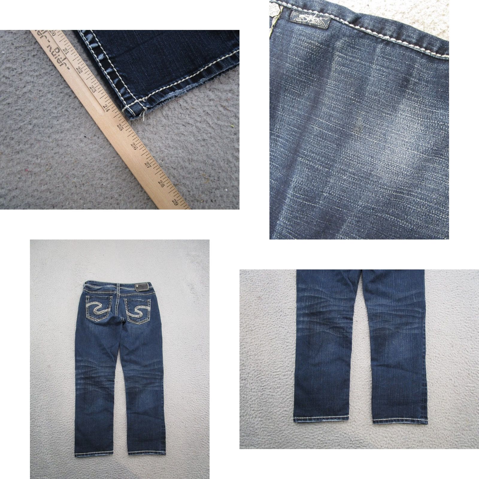 Silver Jeans Co. VINTAGE Silver Jeans Suki Capri Jeans Women 28 Dark Wash Stretch Denim Blue 90s Mens Womens Girls Size 28" / US 6 / IT 42 - 9 Thumbnail