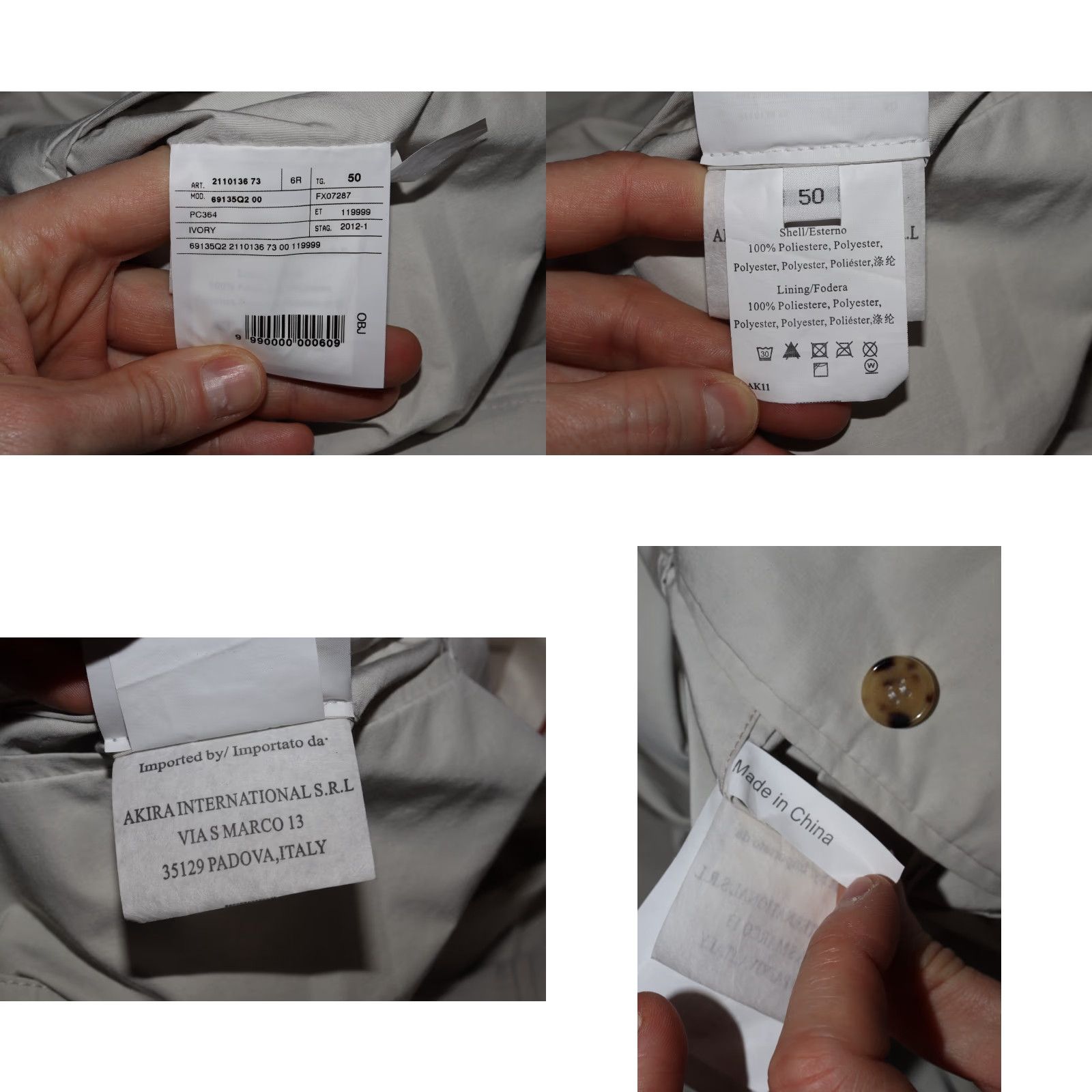 Corneliani CORNELIANI Men’s Ivory Polyester Long Jacket Coat Authentic Size 50 Coat Mens Size US M / EU 48-50 / 2 - 8 Thumbnail