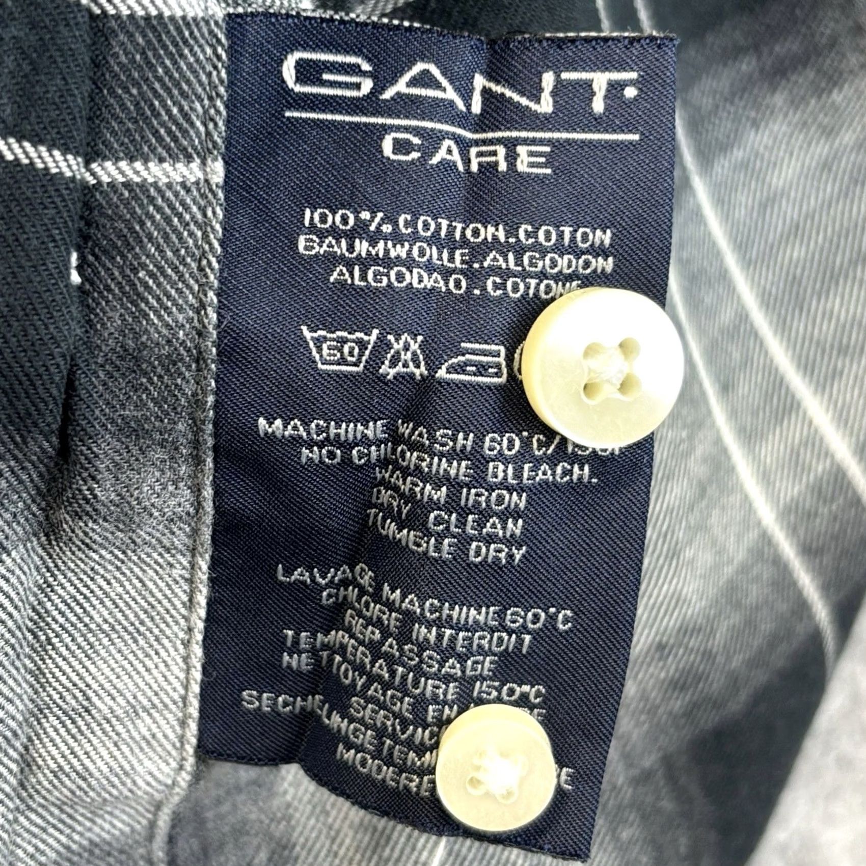 Gant VINTAGE GANT Maine Twill Shirt Mens Medium Black Grey White Check Long Sleeve Button-Down Casual Fit Size US M / EU 48-50 / 2 - 7 Thumbnail