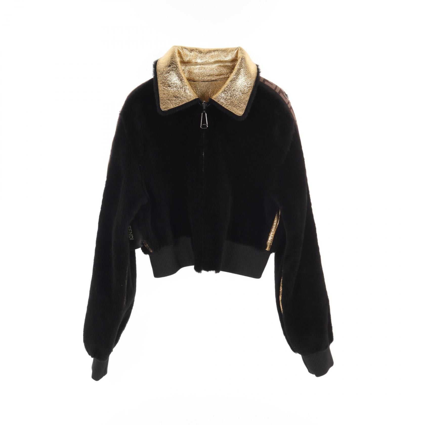 Fendi Fendi Short Jacket Blouson Mouton Black Gold Reversible Size ONE SIZE - 1 Thumbnail