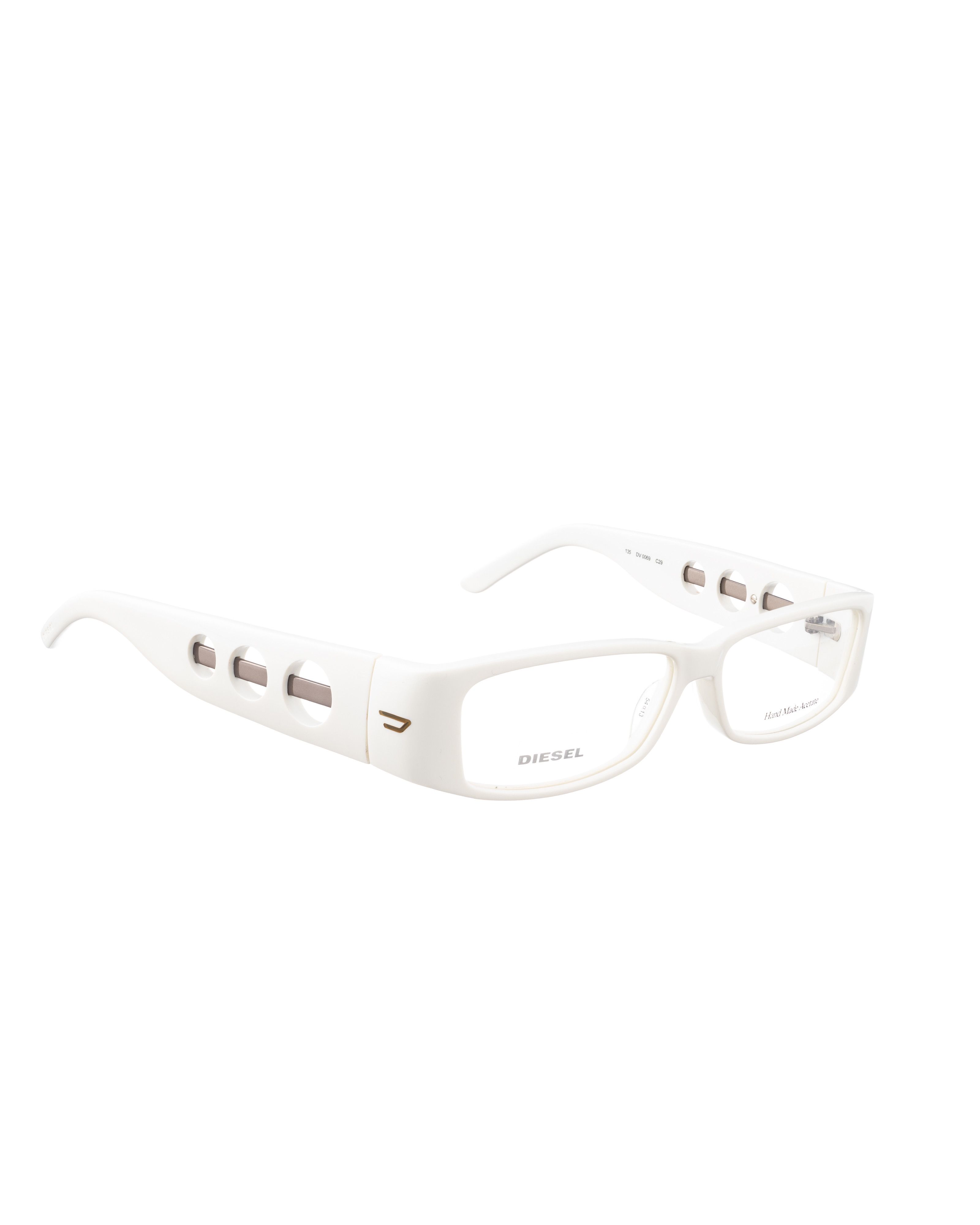 Diesel Diesel 00s White Bold Plastic Glasses with Circle Cut Outs Size ONE SIZE - 1 Thumbnail
