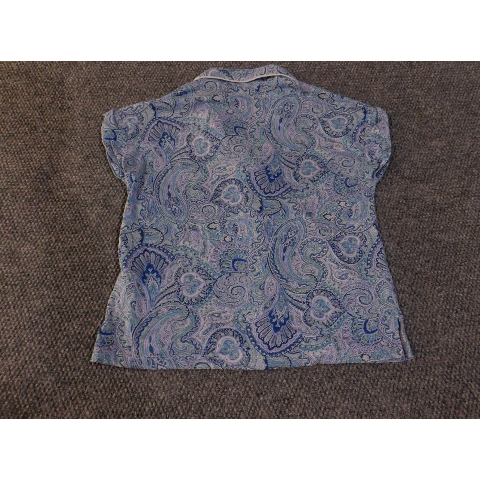 Ralph Lauren Lauren Ralph Lauren Pajama Top Womens M Blue Paisley Short Sleeve Button up Size M / US 6-8 / IT 42-44 - 7 Thumbnail