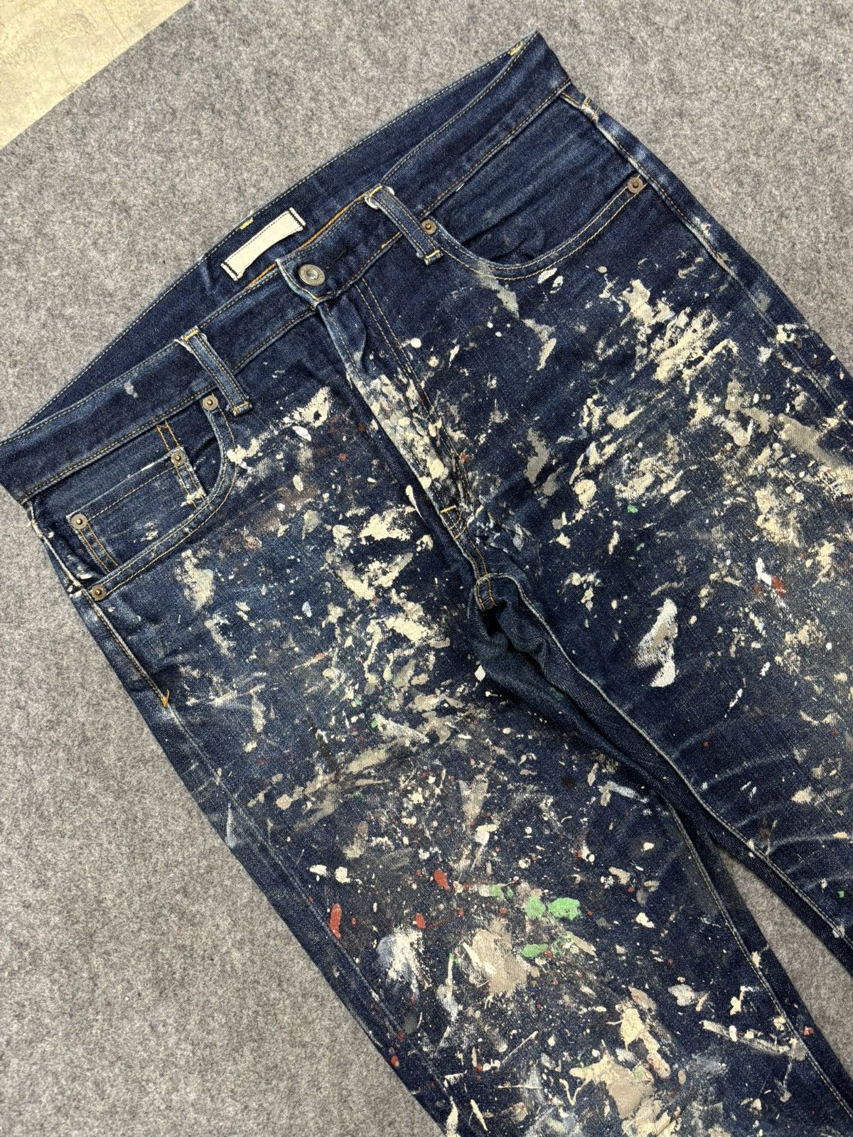 Japanese Brand 💥ART💥Uniqlo Japan Heavy Paint Splatter Selvedge Denim F673 Size US 34 / EU 50 - 9 Thumbnail
