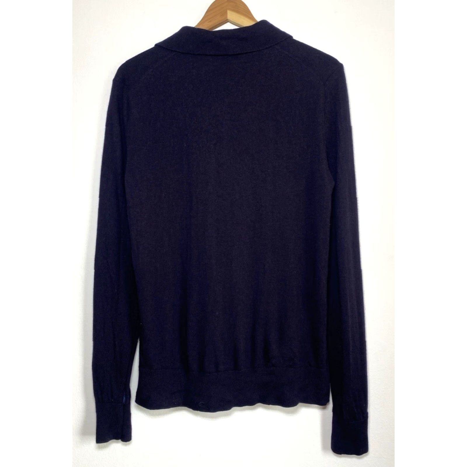 Ted Baker Ted Baker London Men's Collared Sweater 100% Wool Navy L Pullover Slim Knit Size US L / EU 52-54 / 3 - 2 Thumbnail