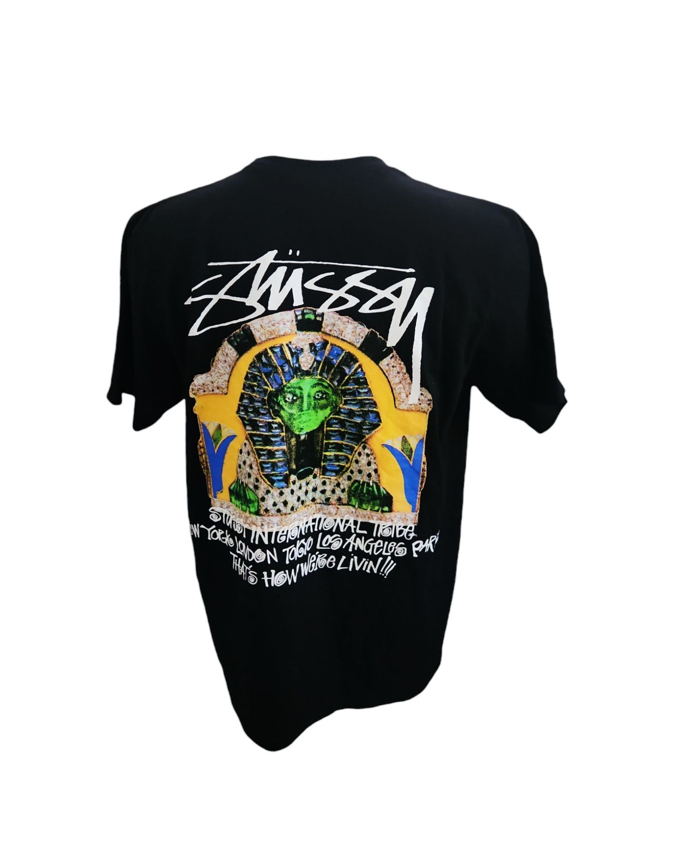 Stussy Shirt Mens SZ Medium Black International Tribe Sphinx