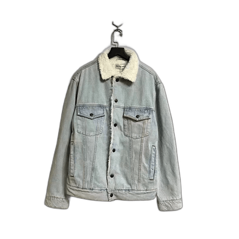 Balenciaga Balenciaga Denim Jacket with Logo and Shearling-2505 Size US L / EU 52-54 / 3 - 1 Thumbnail