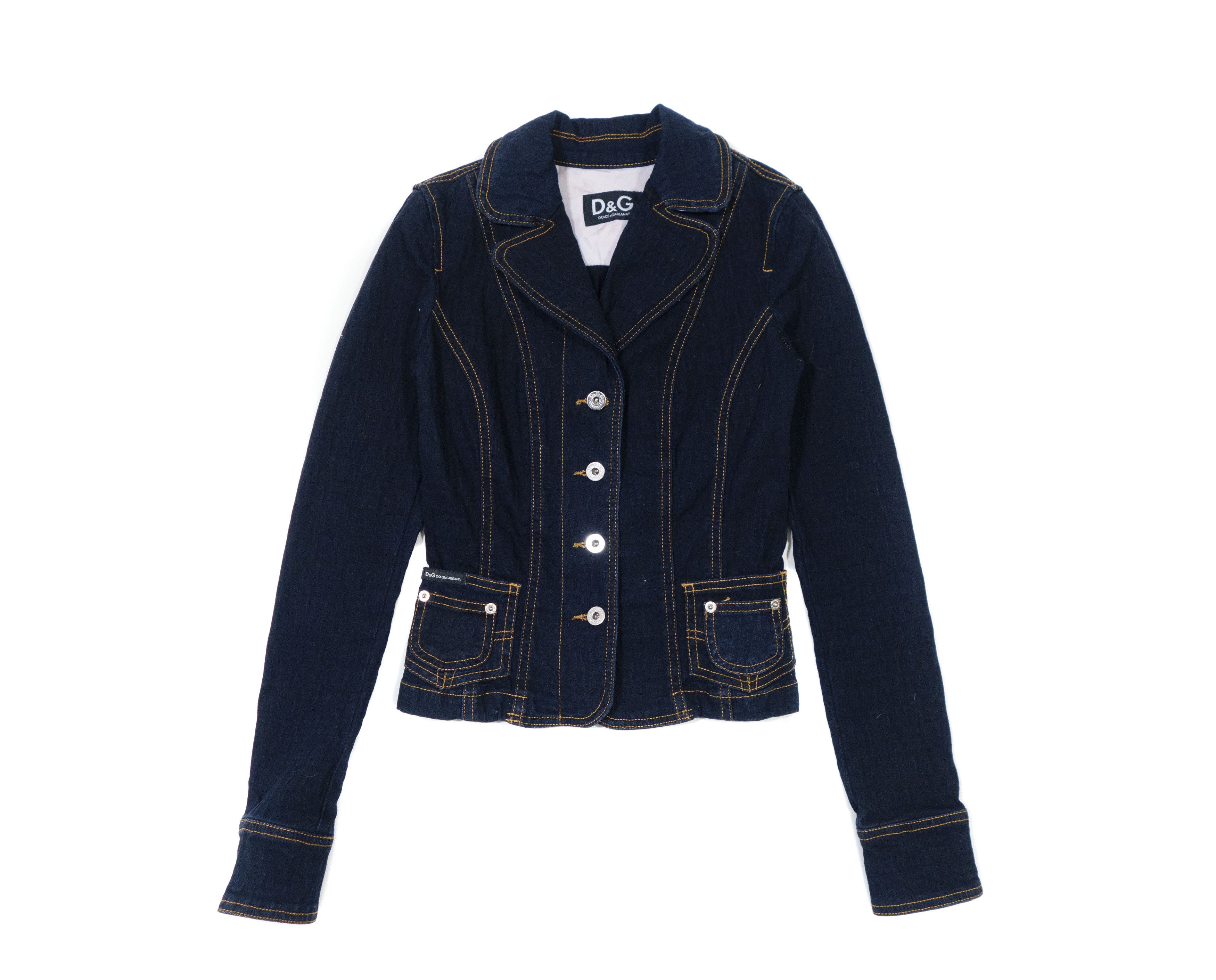 Dolce & Gabbana Y2K D&G Monogram Fitted Denim Jacket Blazer Size XS / US 0-2 / IT 36-38 - 1 Thumbnail