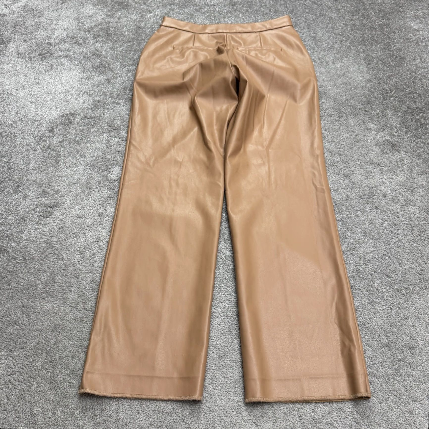 Vintage Alexia Admor Pants Women 8 Faux Leather Straight Leg High Rise Dress Pants Brown Women Size 30" / US 8 / IT 44 - 2 Thumbnail