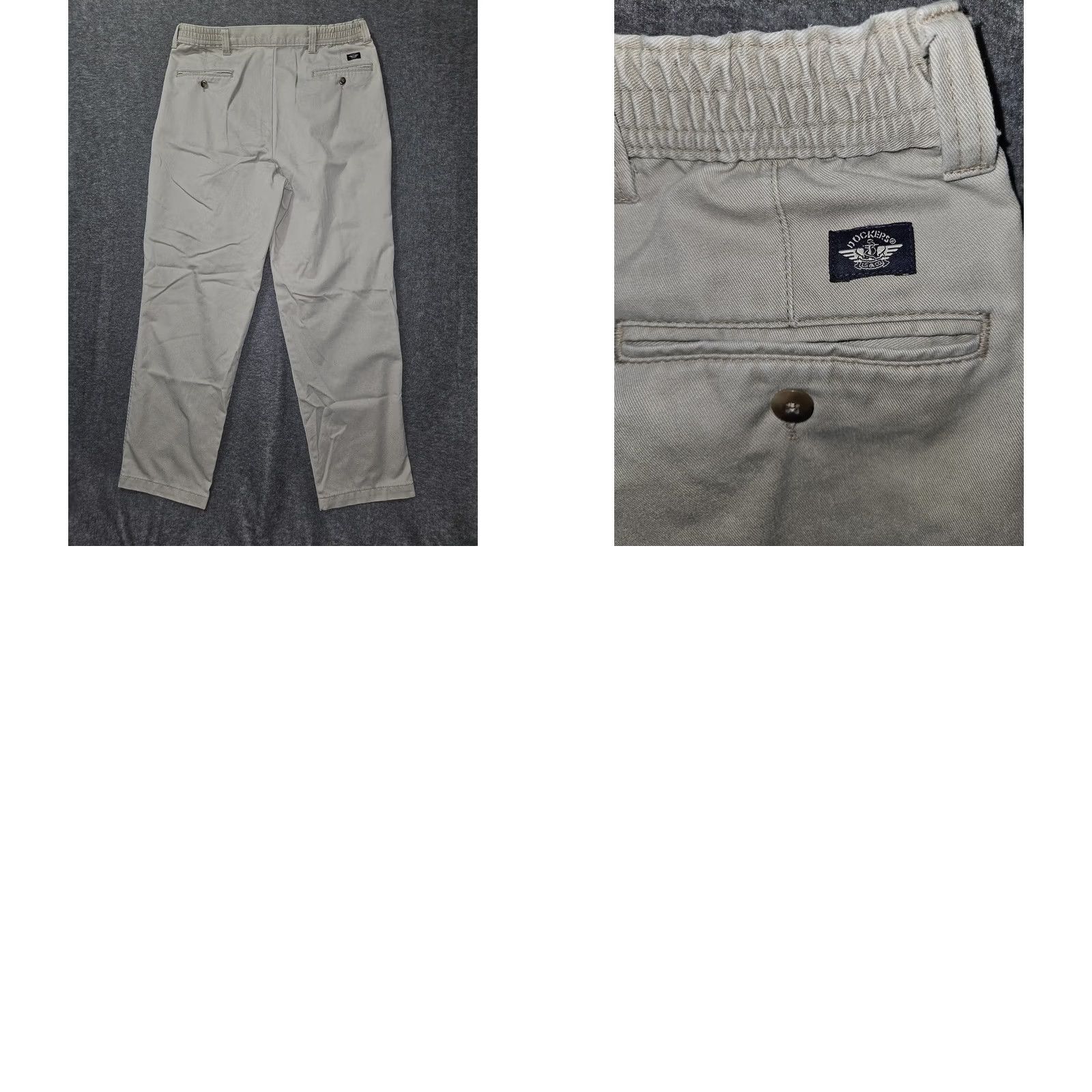 Dockers VINTAGE Dockers Khakis Pants Mens 36x30 Beige Pleated Relaxed Fit Elastic Waist Front Zip Pocket 90s Size US 36 / EU 52 - 8 Thumbnail