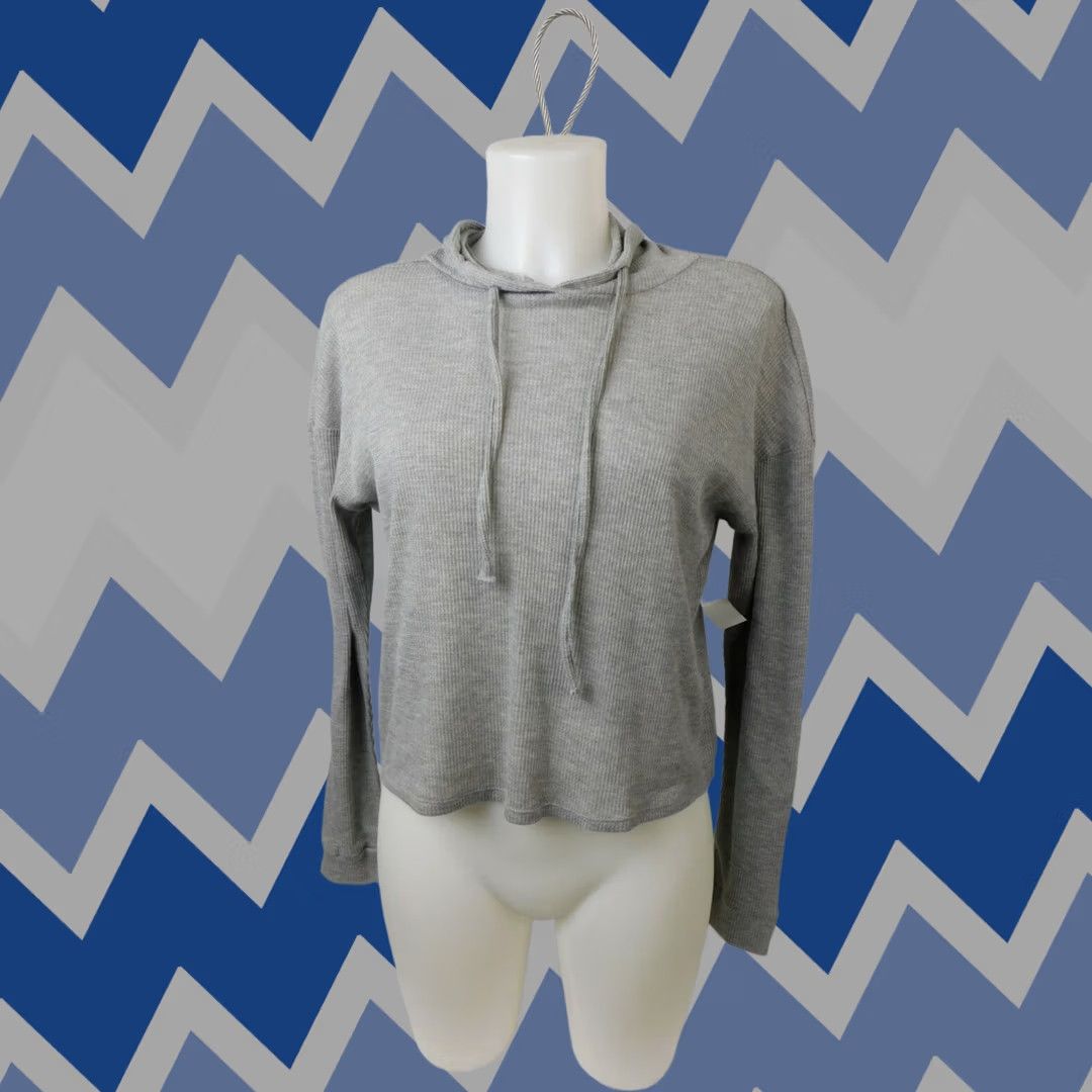 Vintage Women's Cropped Hoodie Shirt Hoodie Cropped Light Gray S Gray Hooded 60%Cotton 40%Polyester Size S / US 4 / IT 40 - 1 Thumbnail