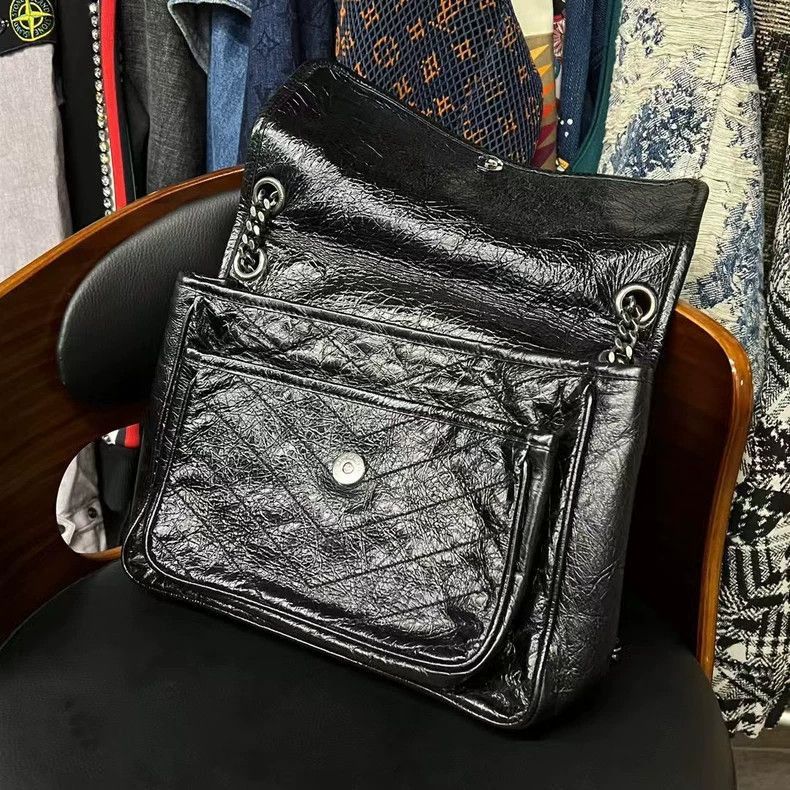 Saint Laurent Paris YSL Saint Laurent Black Leather Shoulder Bag-2507 Size ONE SIZE - 4 Thumbnail