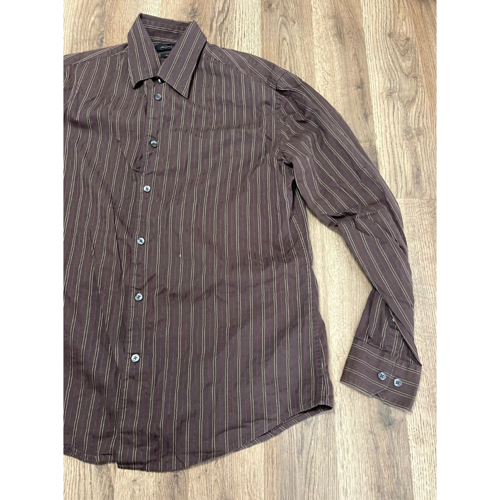 Vintage Axist Shirt Men's M Brown Modern Fit Button Up Long Sleeve Collared Regular Fall Spring Summer Casual Shirt Size US M / EU 48-50 / 2 - 4 Thumbnail