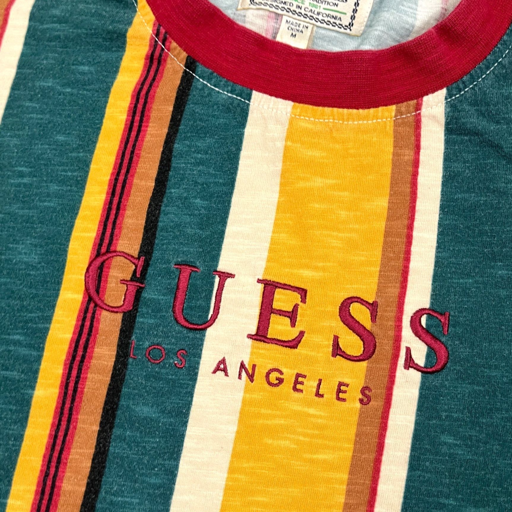 Guess Guess Originals Sayers Shirt Mens M Green Yellow Striped Skater California Clothing Shirt Mens M Green Yellow Striped Logo California Size US M / EU 48-50 / 2 - 2 Thumbnail