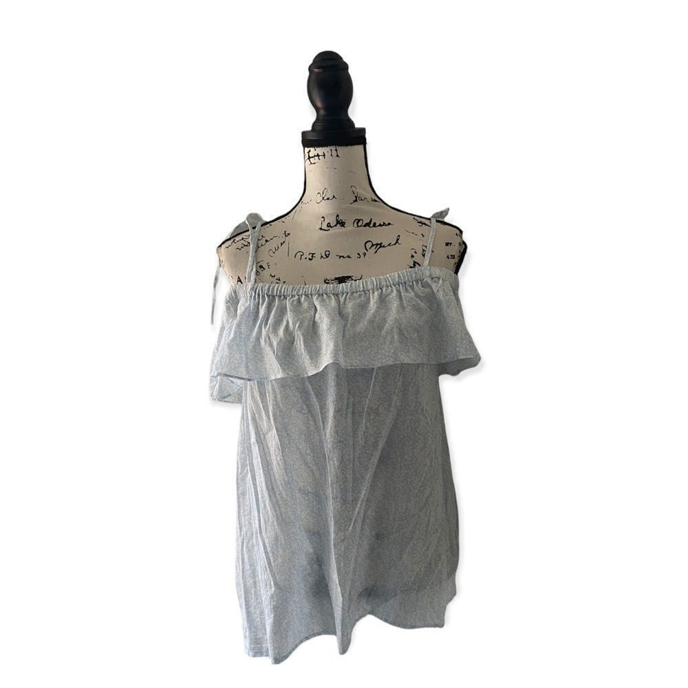 Vince Camuto Two by Vince Camuto Light Blue Off-Shoulder Top – Tie Straps Size L / US 10 / IT 46 - 3 Thumbnail