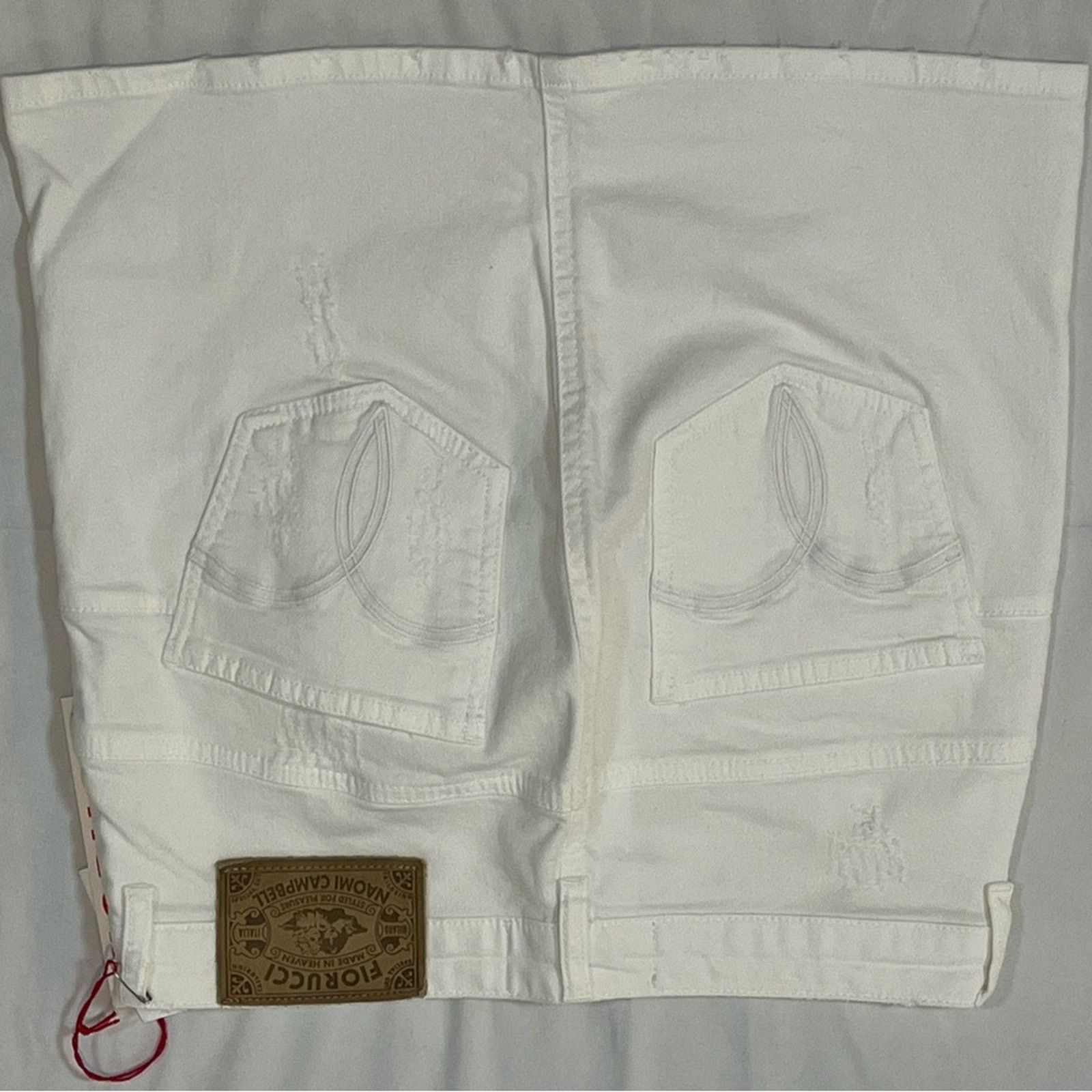 Fiorucci Fiorucci White Distressed Denim Mini Skirt Size 28" / US 6 / IT 42 - 5 Thumbnail