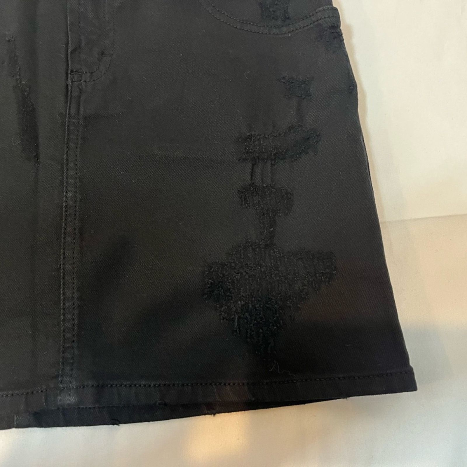 Fiorucci Fiorucci Black Distressed Mini Skirt Size 30" / US 8 / IT 44 - 3 Thumbnail