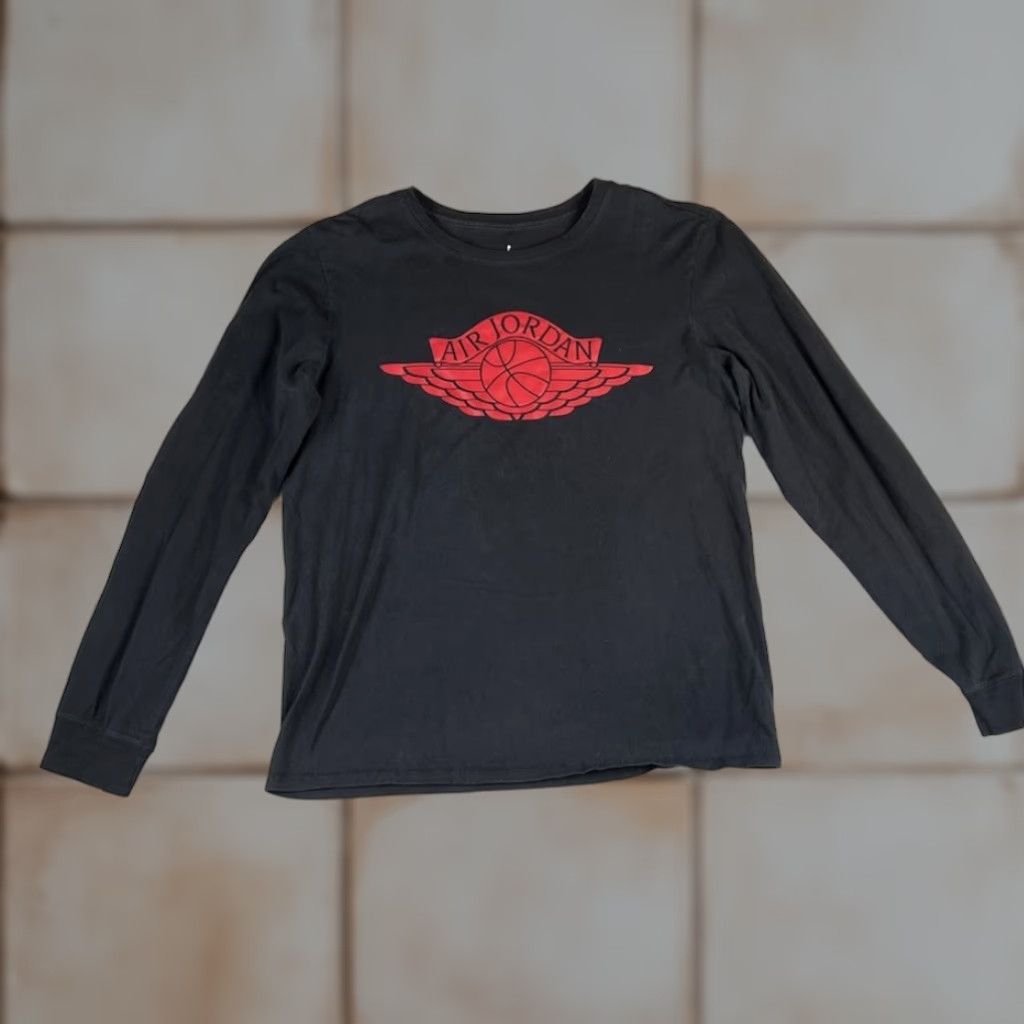 Nike Nike Jordan Iconic Wings Long Sleeve T-Shirt Men’s Medium Black Red Mens Shirt Size US M / EU 48-50 / 2 - 1 Thumbnail