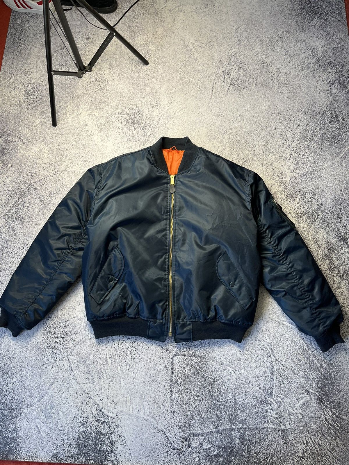 Vintage Vintage blue Reversible Bomber Jacket MA1 Size US XXL / EU 58 / 5 - 1 Thumbnail