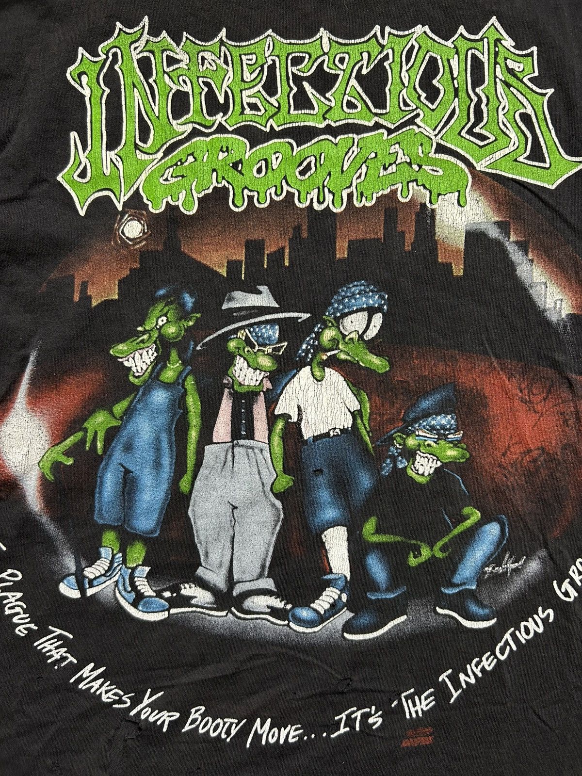 Vintage 90s Infectious Grooves Thrashed Tee Made in USA, image size:1200x1600