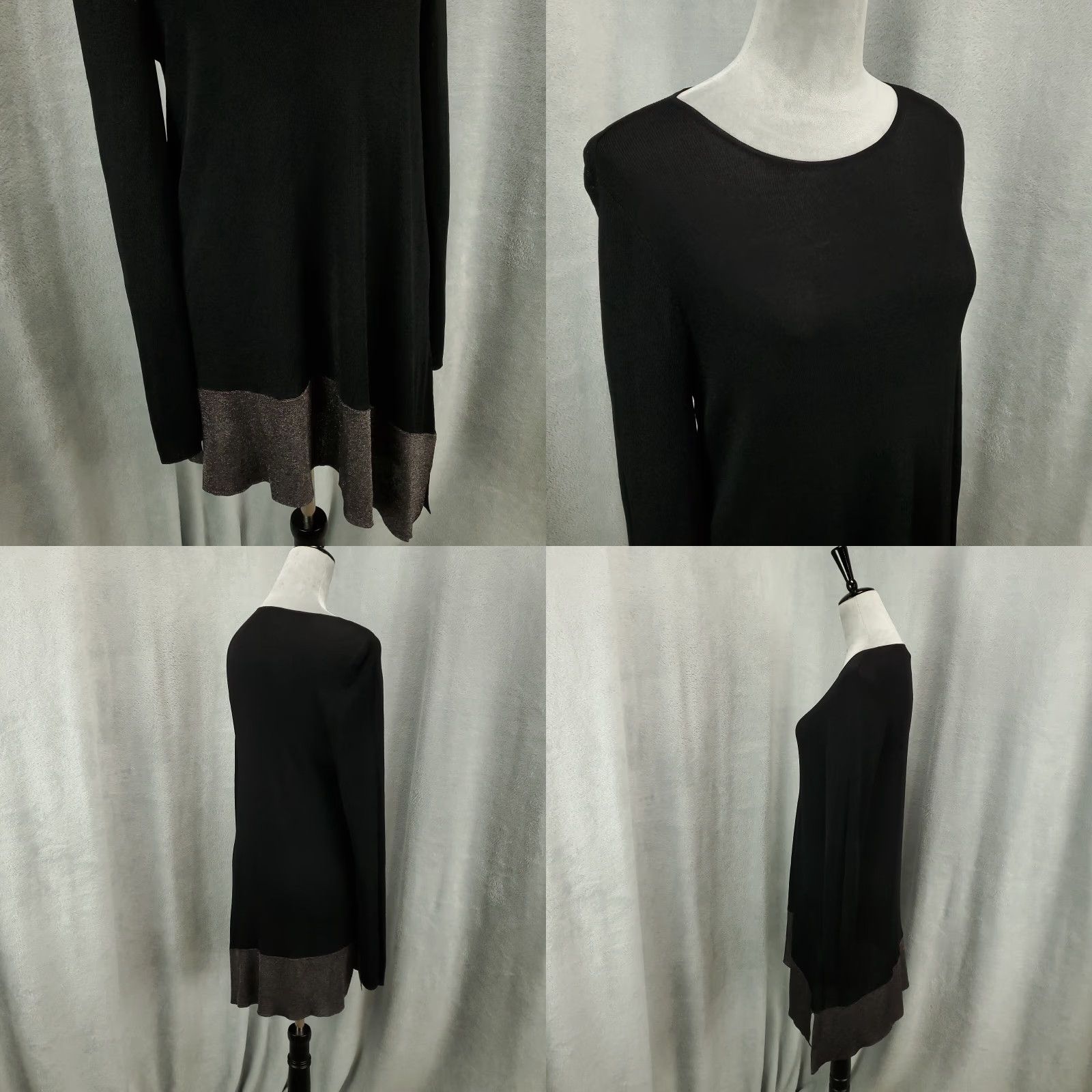 Eileen Fisher Eileen Fisher Black Top Womens Medium Asymmetic Sheer Hem Shimmer Artsy Blouse Dress Shirt? Size M / US 6-8 / IT 42-44 - 8 Thumbnail