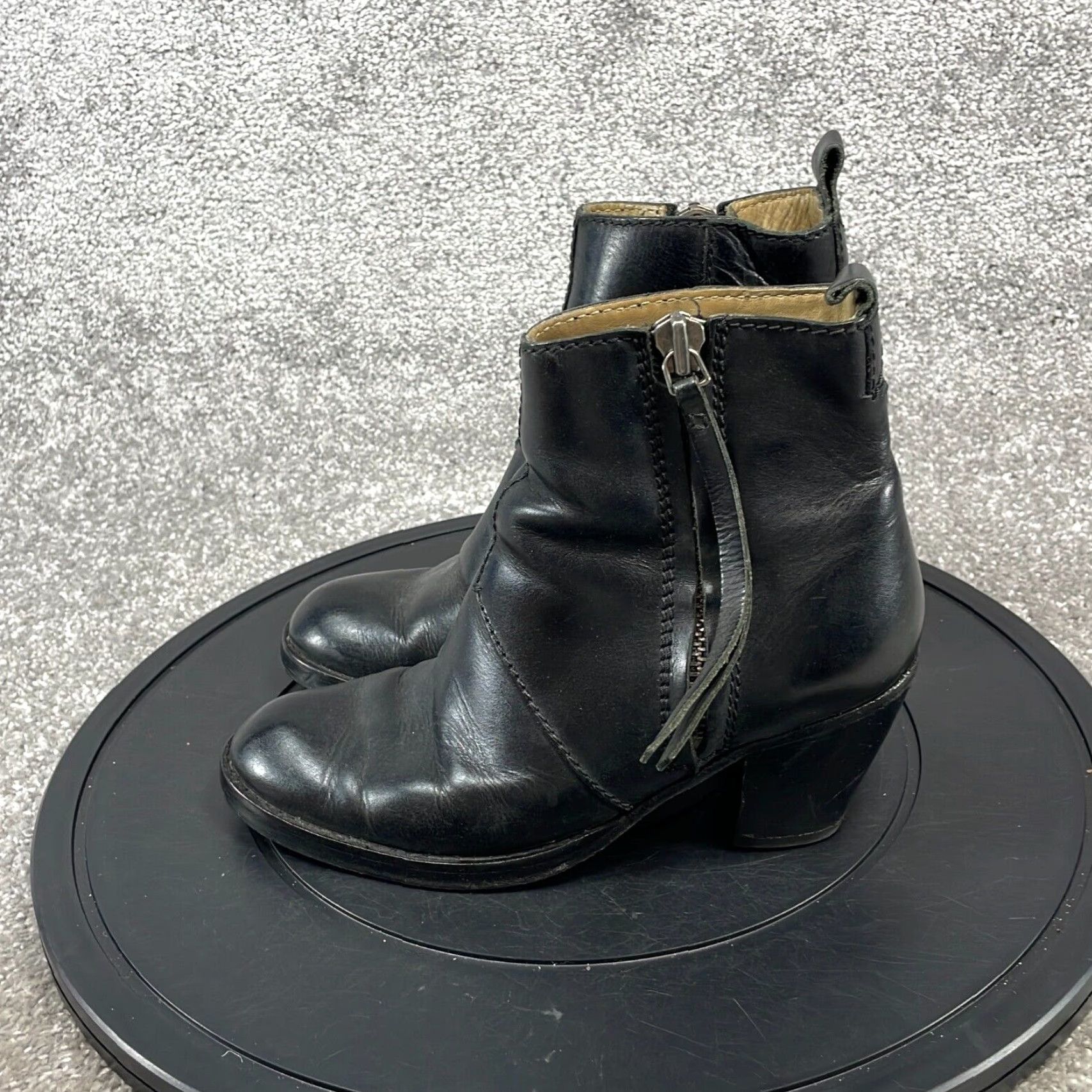 Acne Studios Acne Studios Booties Women's Size 6 Black Leather Almond Toe Block Heel Ankle Size US 6 / IT 36 - 7 Thumbnail
