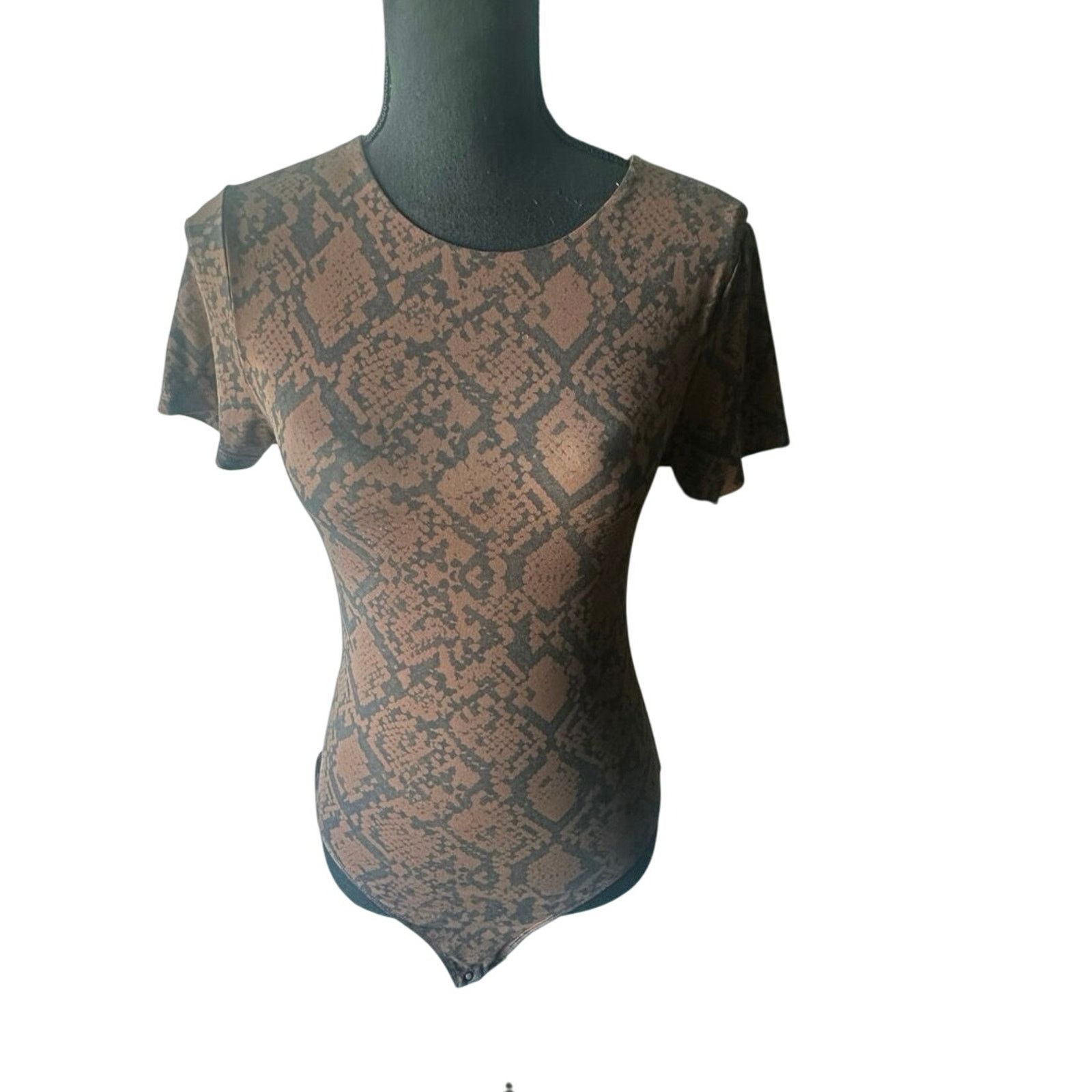 House of Harlow House of Harlow Snakeskin Print Bodysuit – Brown & Black Size XS / US 0-2 / IT 36-38 - 1 Thumbnail