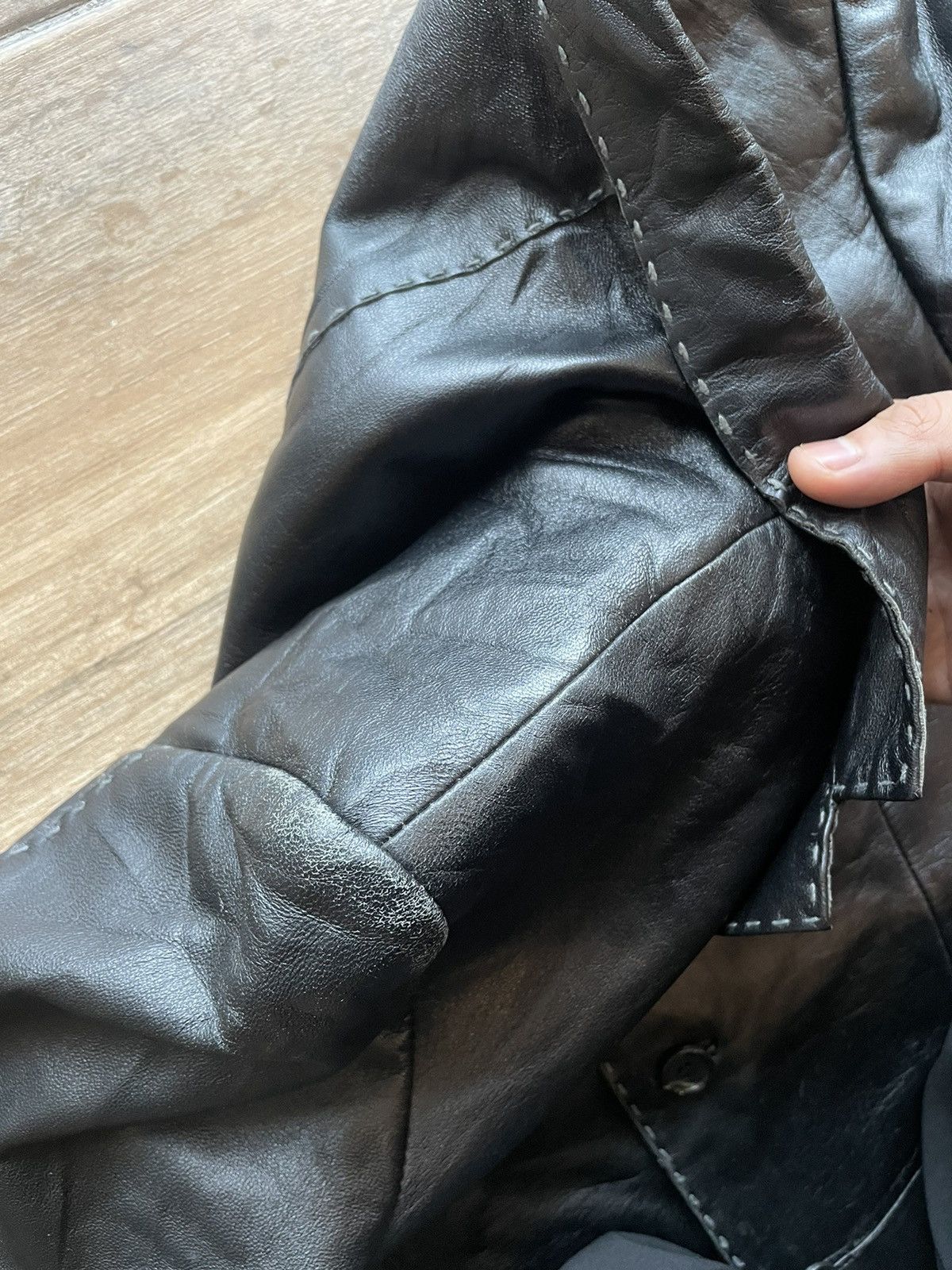 Japanese Brand × Le Grande Bleu (L.G.B.) × Tornado Mart Tornado Mart Leather Stitched Blazer Size US M / EU 48-50 / 2 - 24 Thumbnail