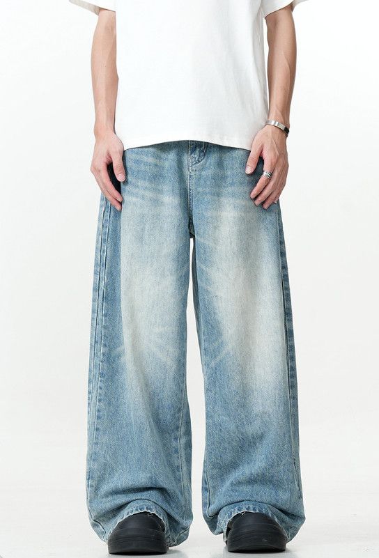 Jean American men's casual washed vintage blue scimitar jeans Size US 32 / EU 48 - 1 Thumbnail