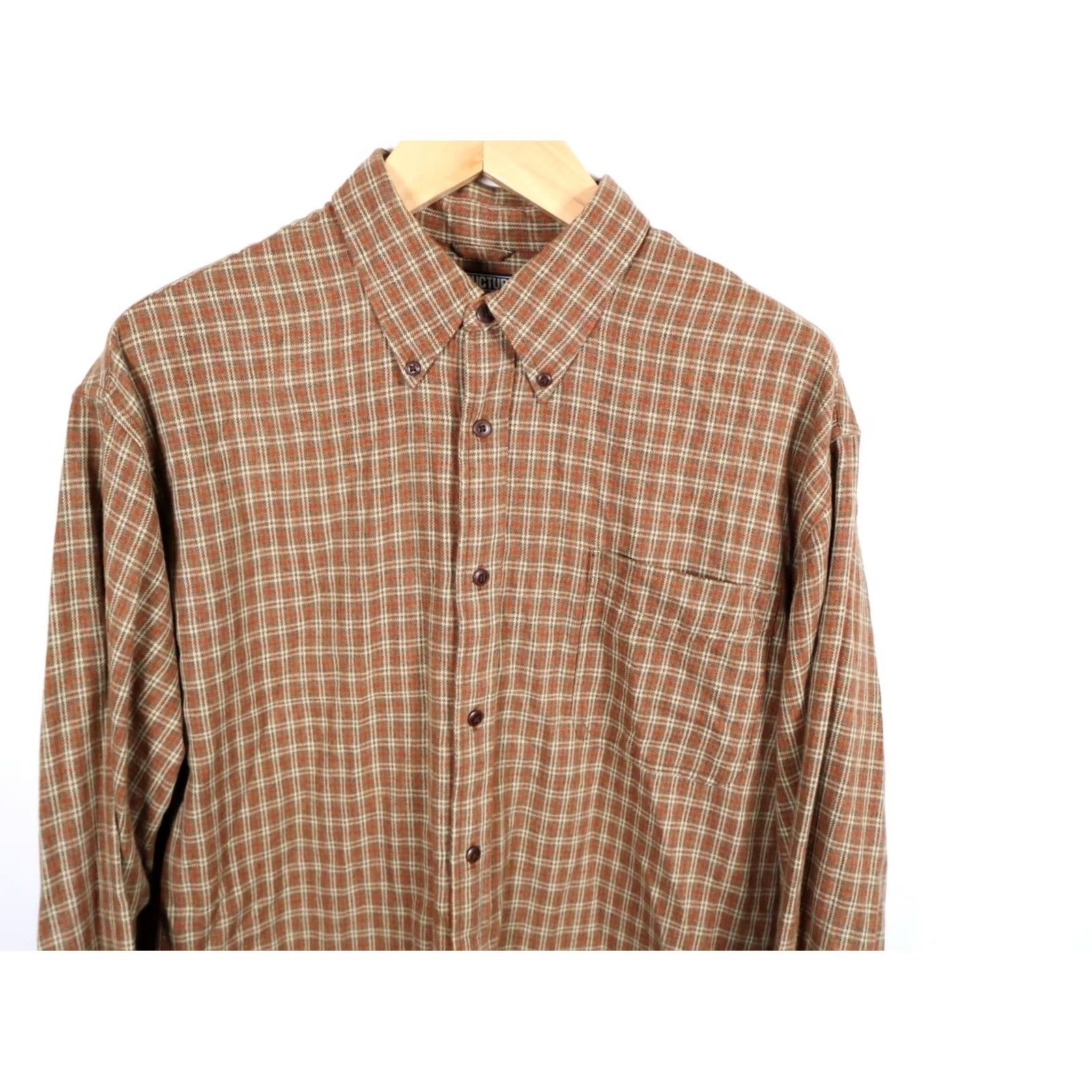 Vintage VINTAGE Structure Flannel Shirt Men's Large Brown Plaid Lightweight Relaxed Fit 90s Size US L / EU 52-54 / 3 - 4 Thumbnail