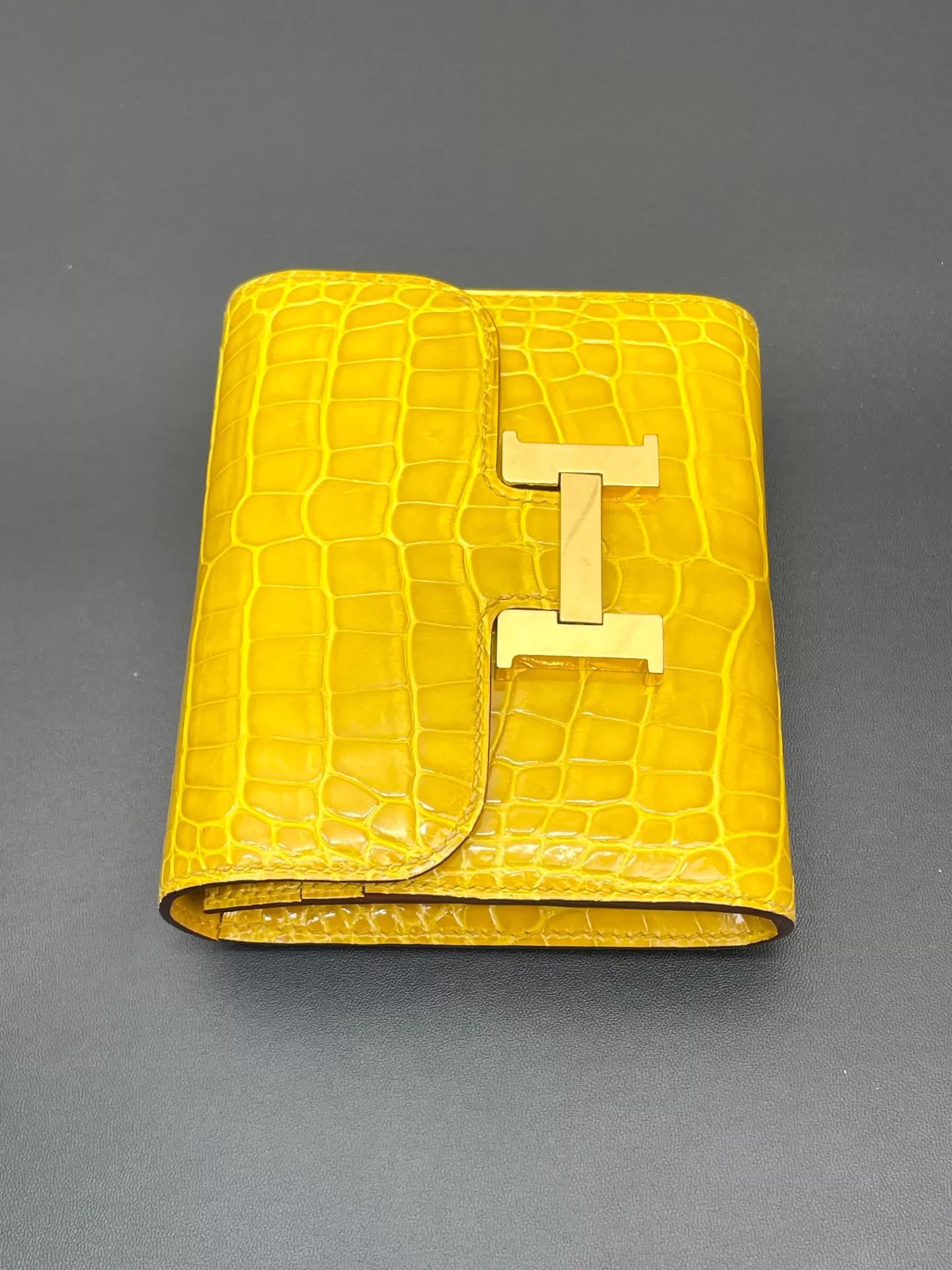 Hermes Hermès Constance Short Wallet Glossy Croc Gold D 97 New Size ONE SIZE - 3 Thumbnail
