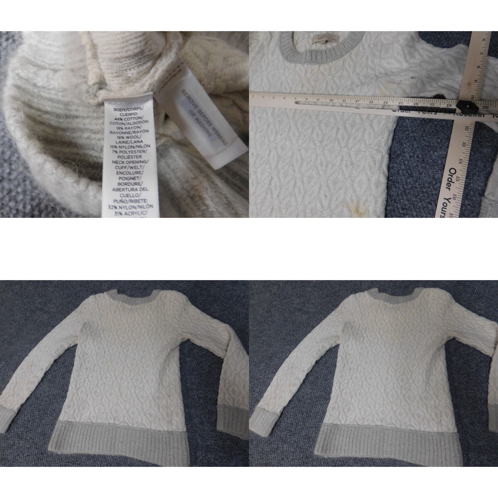 Loft LOFT Sweater Shirt Pets XXSP Gray Rib Knit Crewneck Pullover Women’s Striped Long Sleeve Knit Cotton Casual Casual Women Size XXS / US 00 / IT 34 - 9 Thumbnail