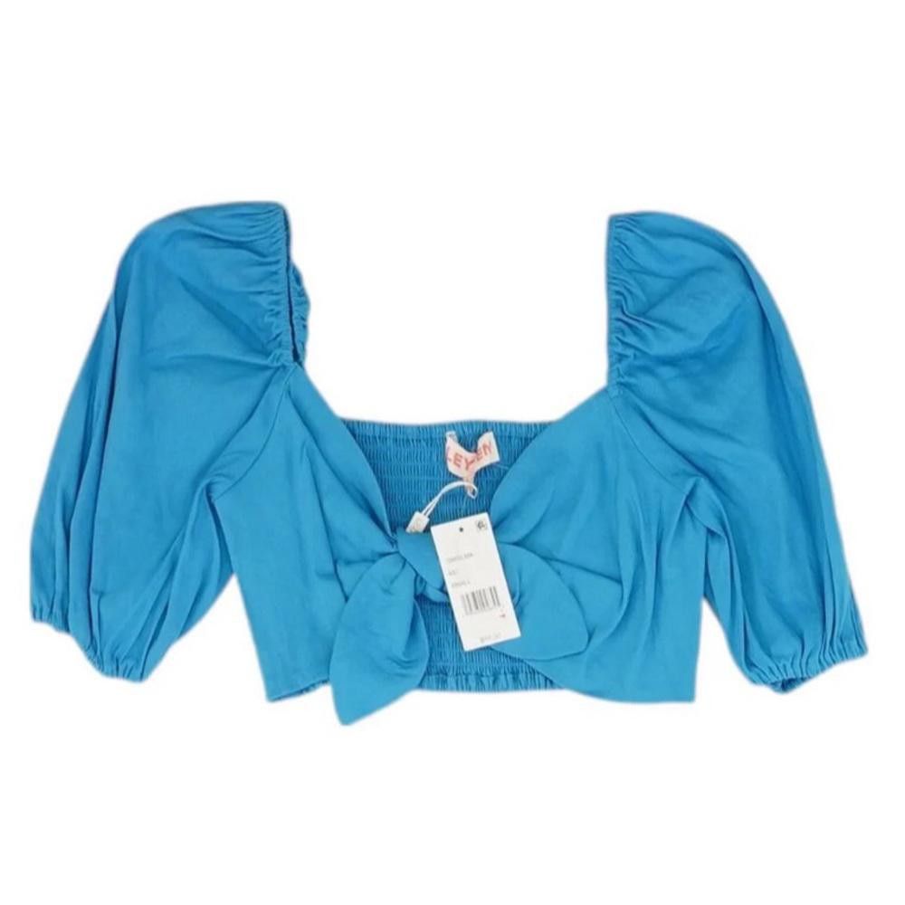 Designer NWT Leyden Blue Crop Tie Top Size M / US 6-8 / IT 42-44 - 1 Thumbnail