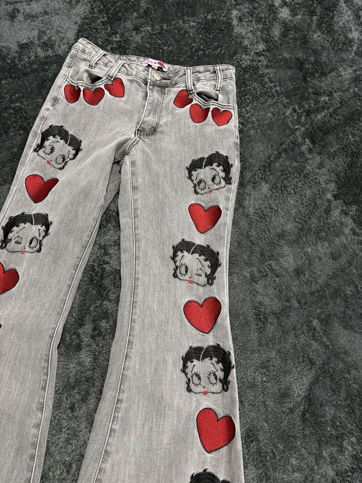 Miss Sixty Dolls Kill Betty Boop Y2K Wide Flared Fit Jeans Size 27" / US 4 / IT 40 - 3 Thumbnail