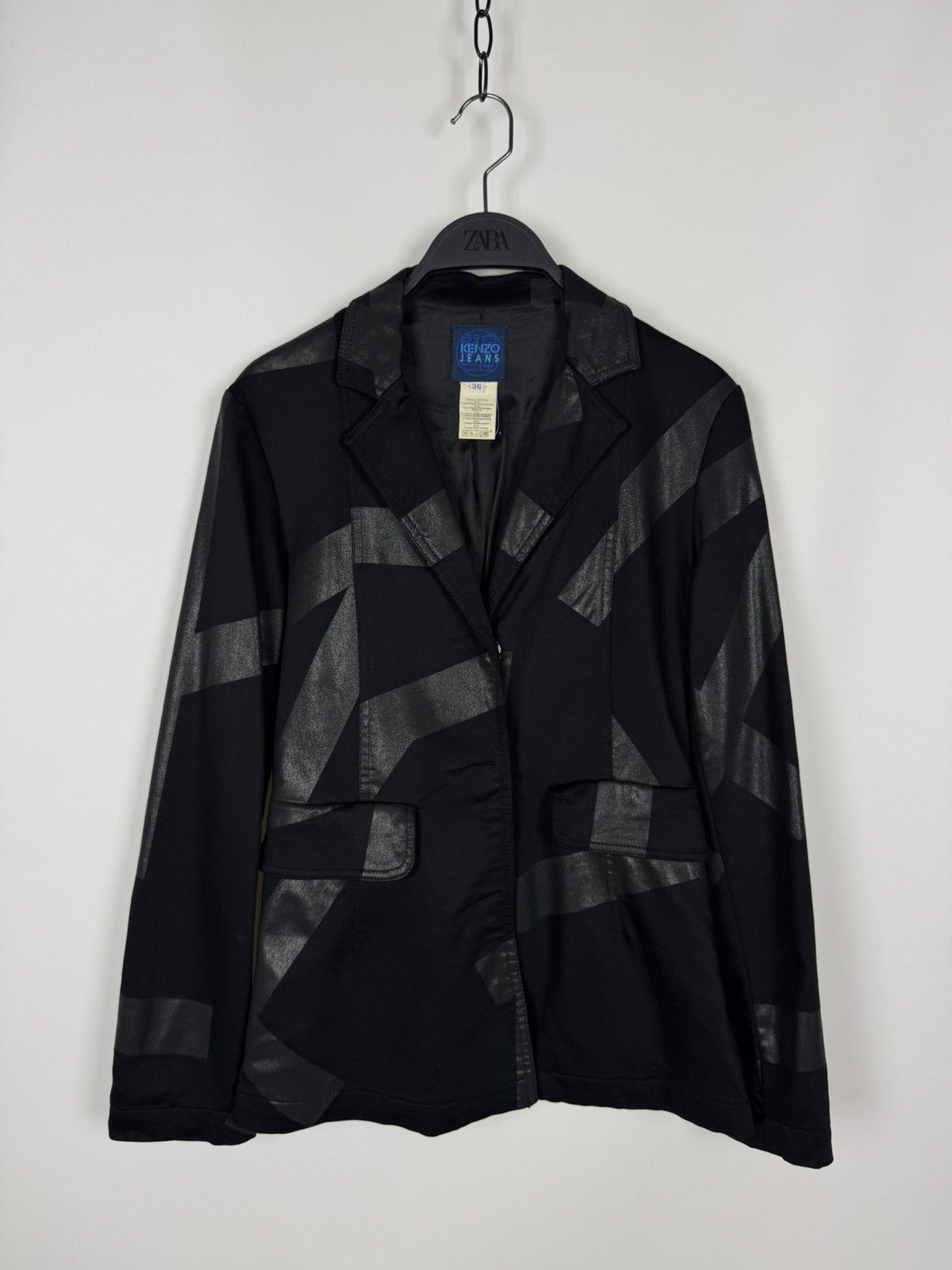Kenzo Y2K Vintage Kenzo Jeans Abstract Black Women’s Blazer Jacket Size XS / US 0-2 / IT 36-38 - 2 Thumbnail