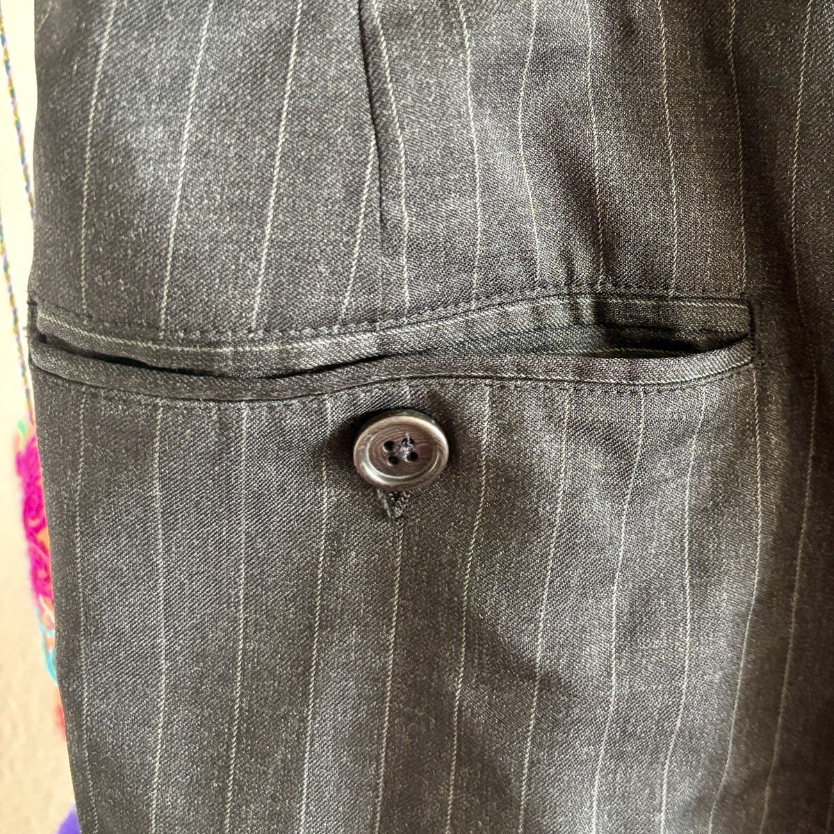 Brooks Brothers Brooks Brothers Men's Black Stripe 90s Wide Leg Suit Pants Size 34R - 7 Thumbnail