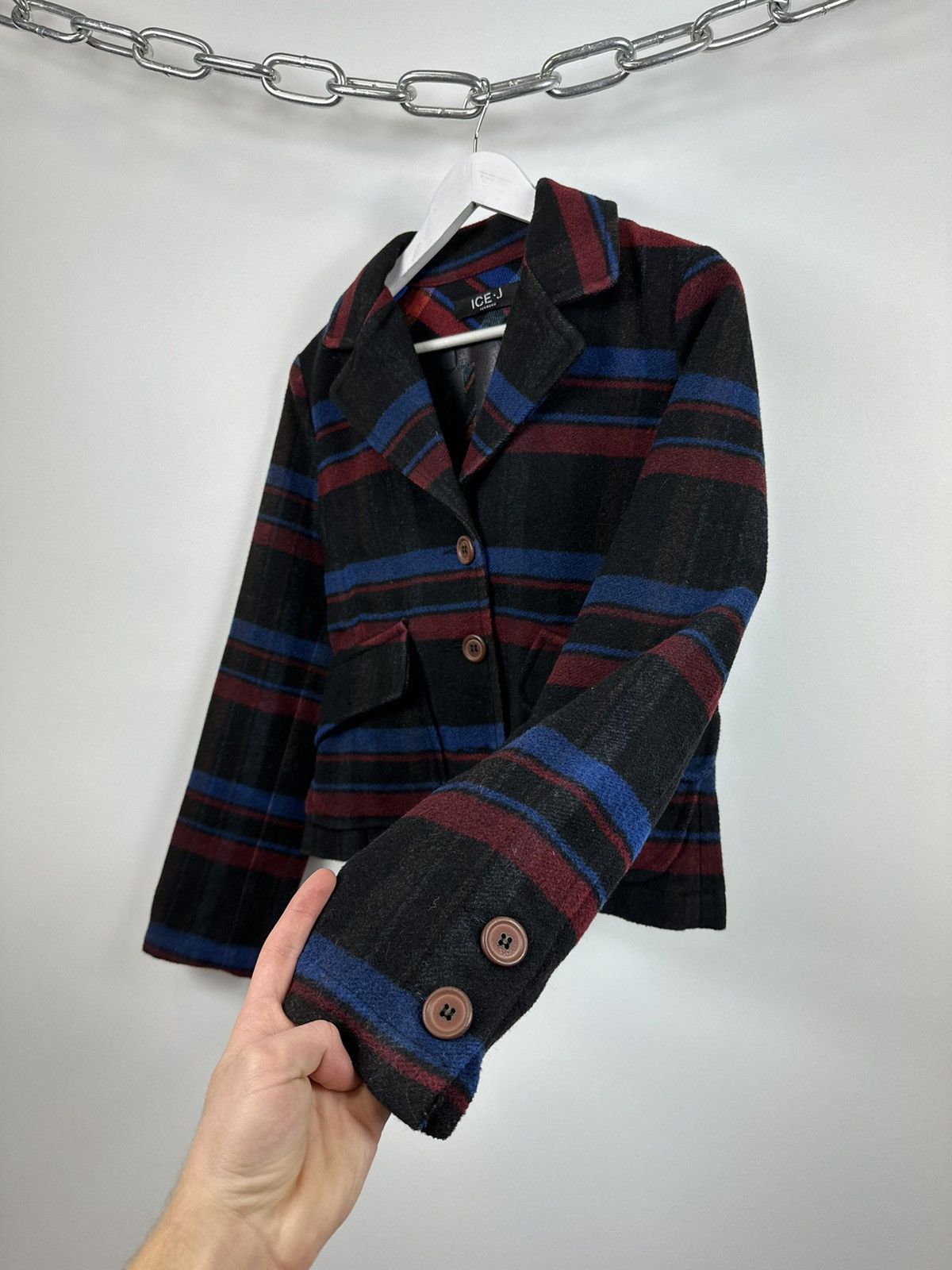 Iceberg Vintage 90s Iceberg Checkered Luxury Designer Blazer Jacket Size M / US 6-8 / IT 42-44 - 8 Thumbnail