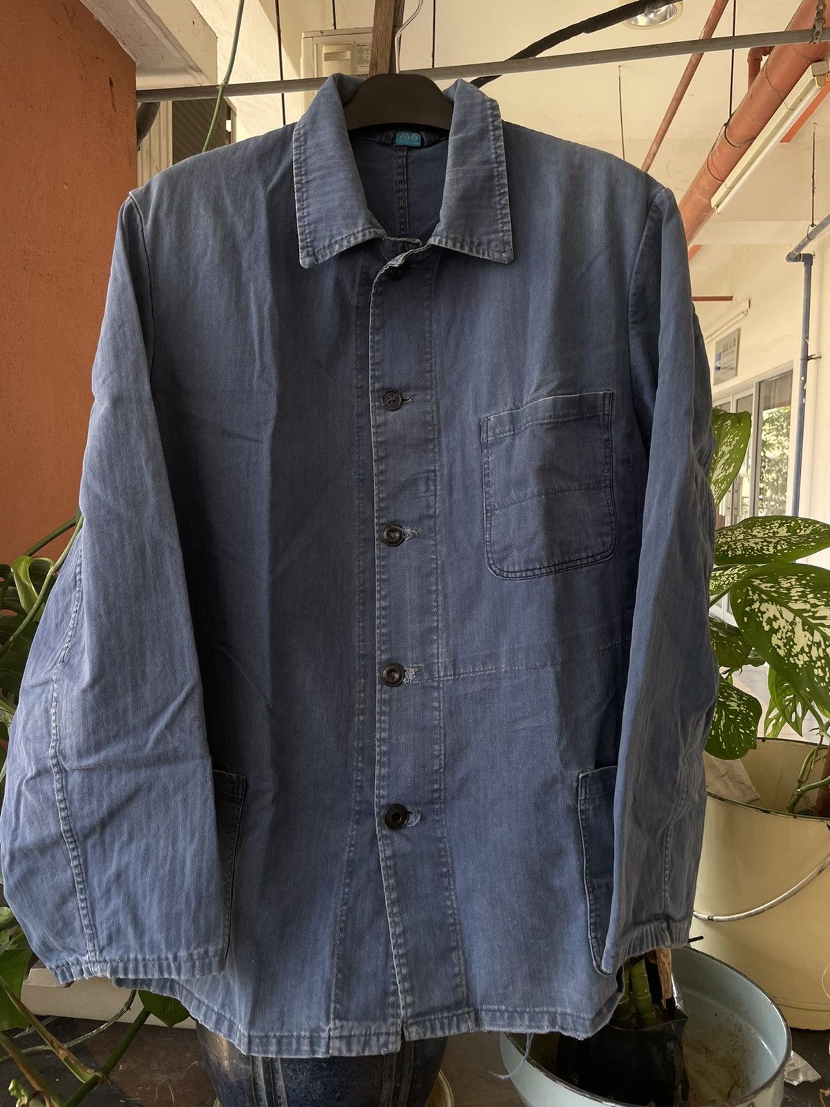 image of Le Laboureur x Vintage VTG 50S Pionier Sanfor French Workwear Hbt Chore Jacket Work in Blue (Size L