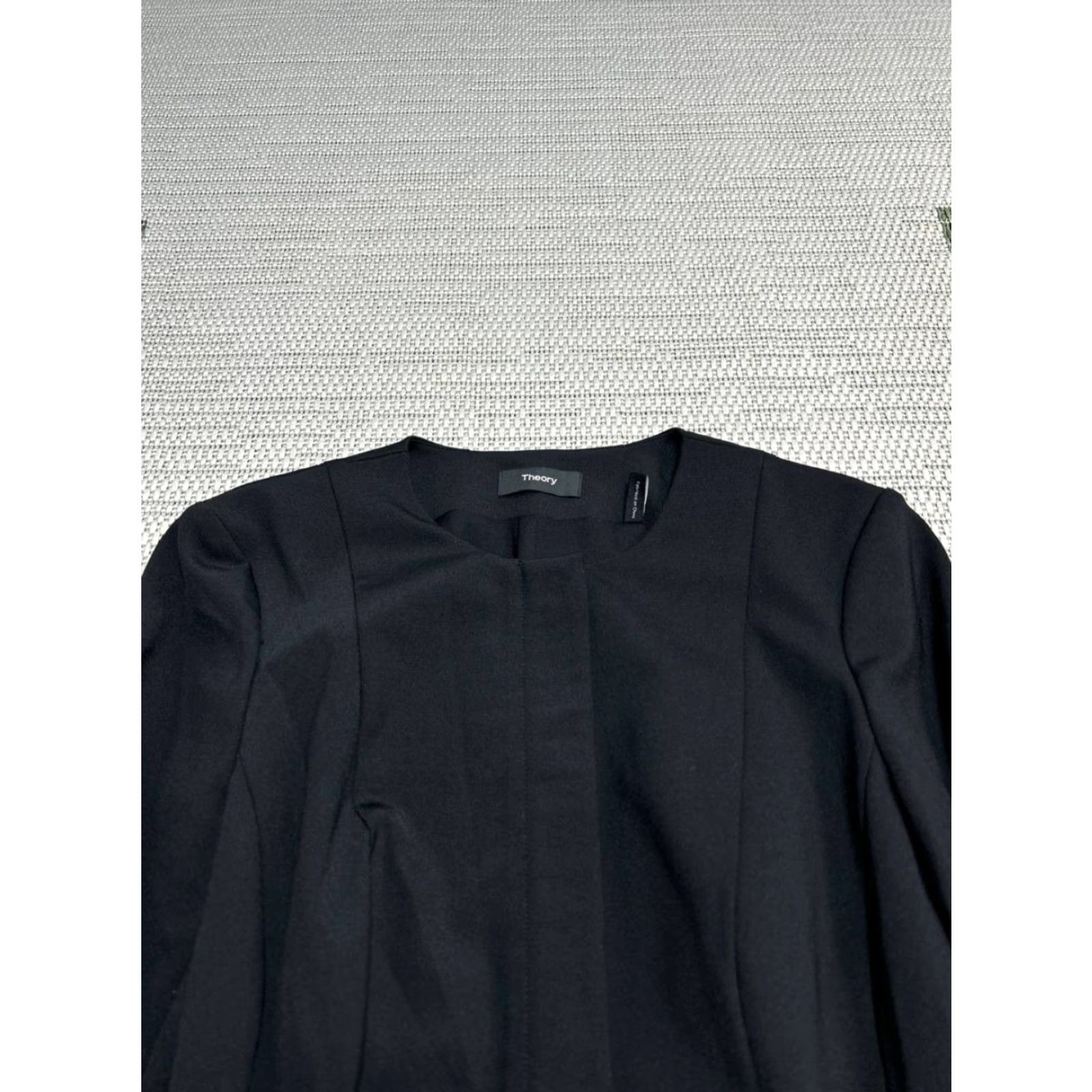 Theory Theory Movement Jacket Womens Short Black Tweed Full Zip Peplum Stretch Lined Polyamide Zipper Size XS / US 0-2 / IT 36-38 - 3 Thumbnail