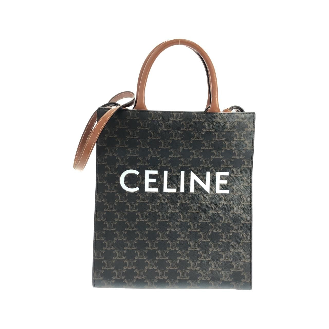 Celine Celine Celine Small Vertical Caba Triomphe Canvas Calf Tote Bag Leather Tote Bag 191542BZK DUTY FREE for USA Size ONE SIZE - 1 Thumbnail