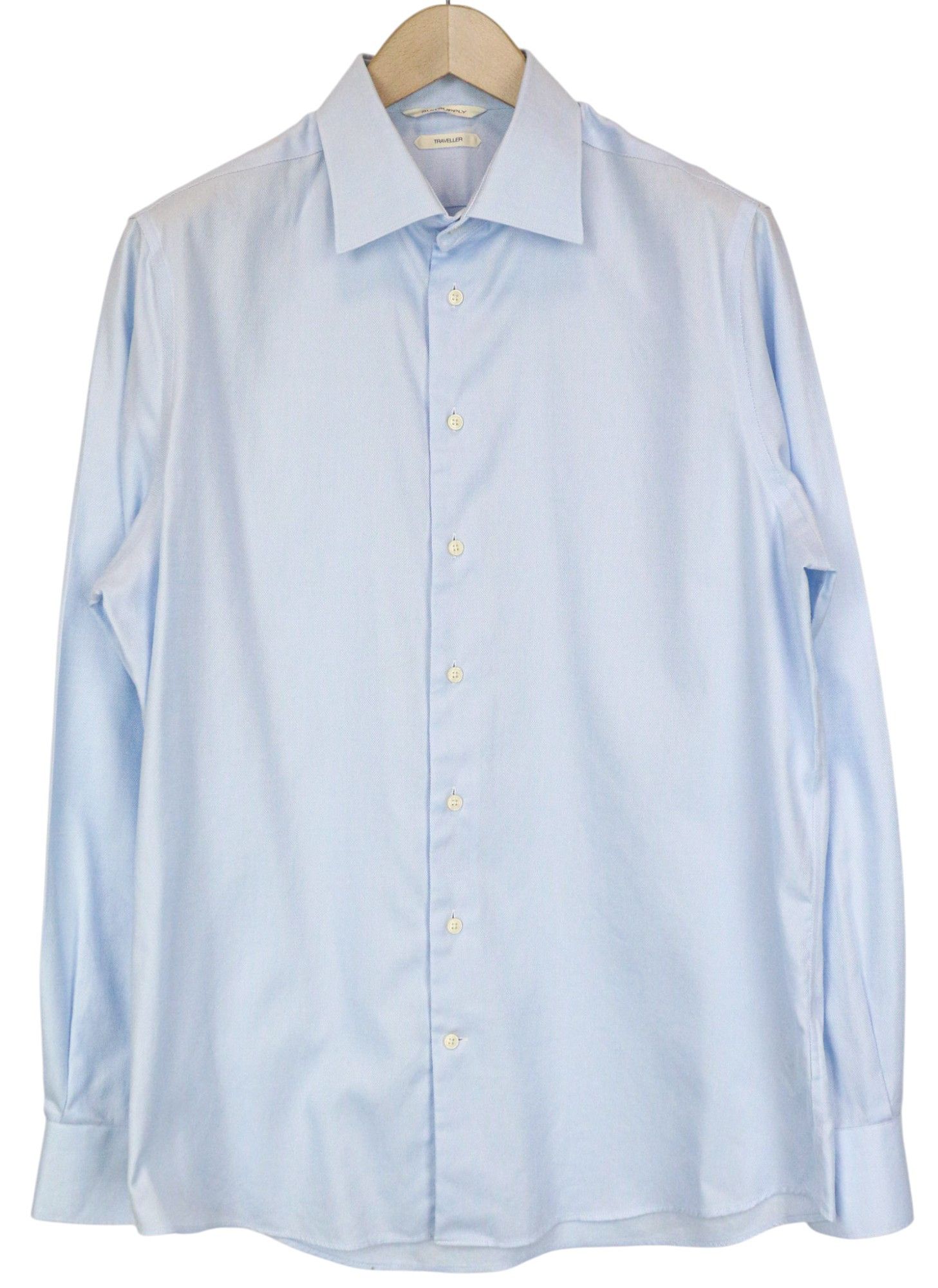 Suitsupply TRAVELLER 42/16 1/2 Slim Blue Cotton Shirt 78905 Size 42R - 1 Thumbnail