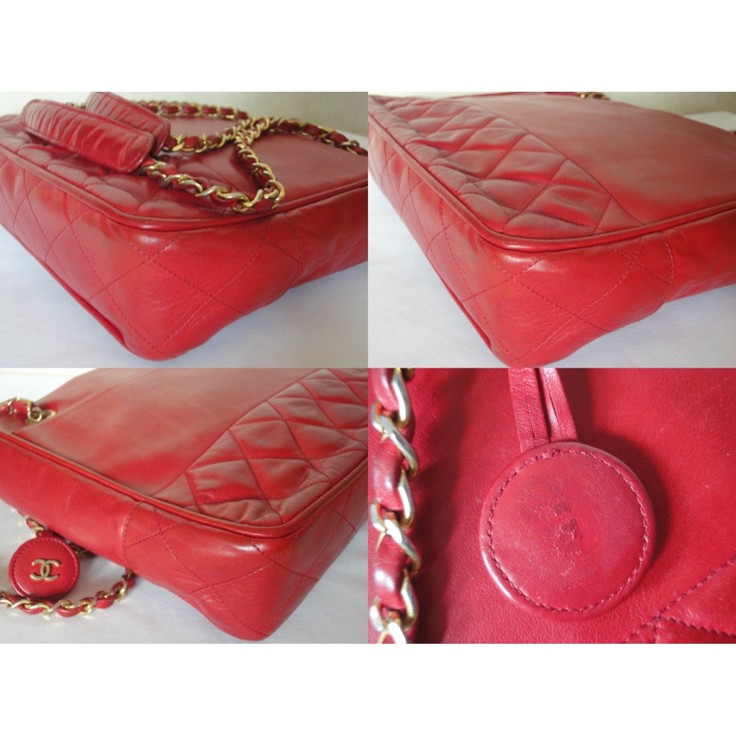 Chanel Vintage CHANEL red calfskin classic shoulder tote bag Size ONE SIZE - 3 Thumbnail