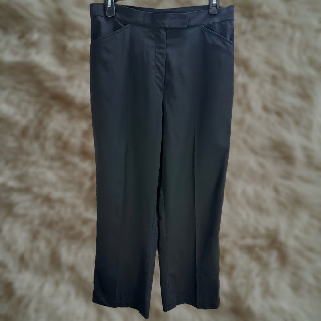 Vintage Gunex Women's Black Wide Leg Dress Pants Wool High Rise Sz 12 N/A Size 24" / US 00 / IT 34 - 1 Thumbnail